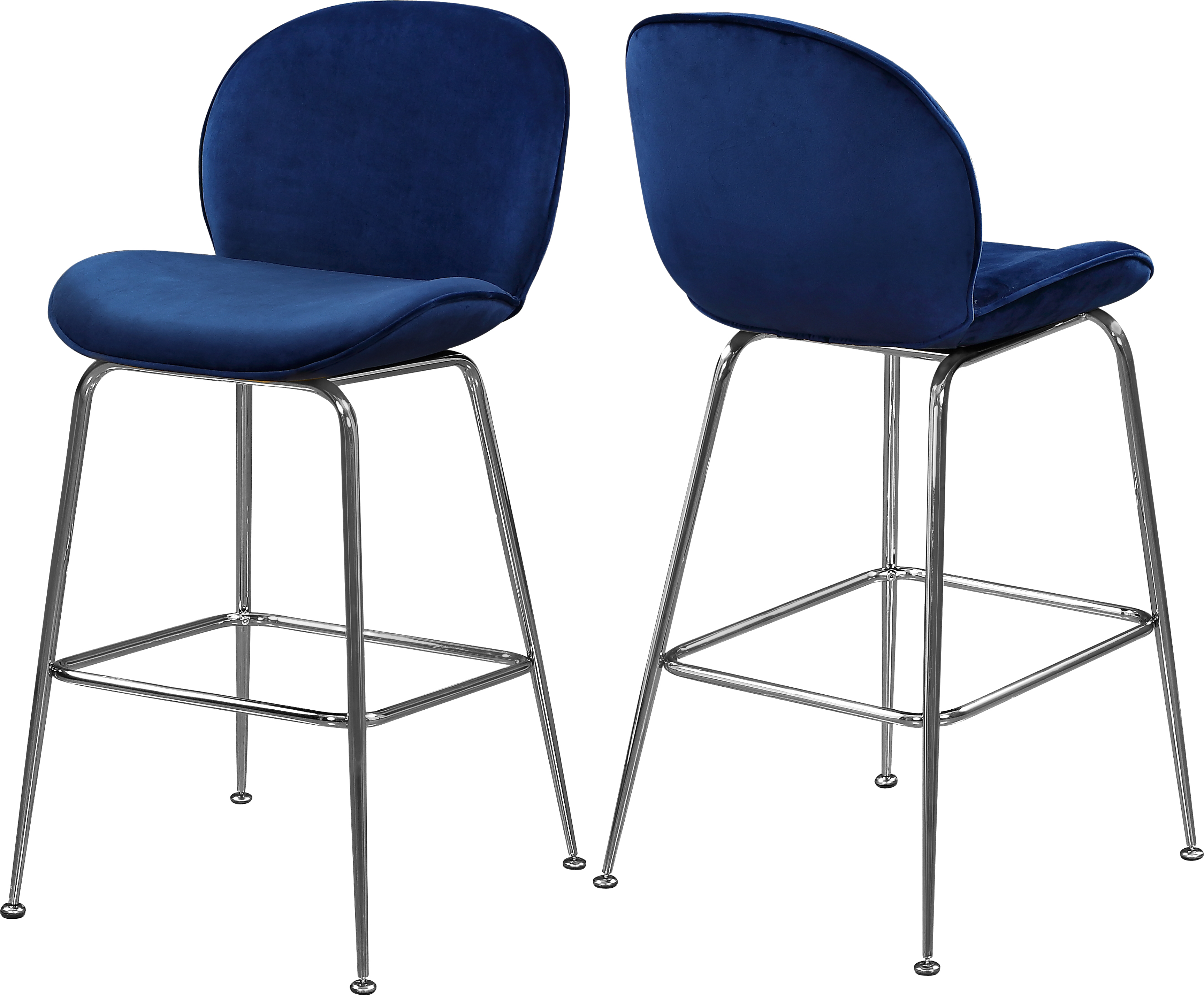 Design Edge Blackwater 2  Navy Velvet Chrome Base Stools