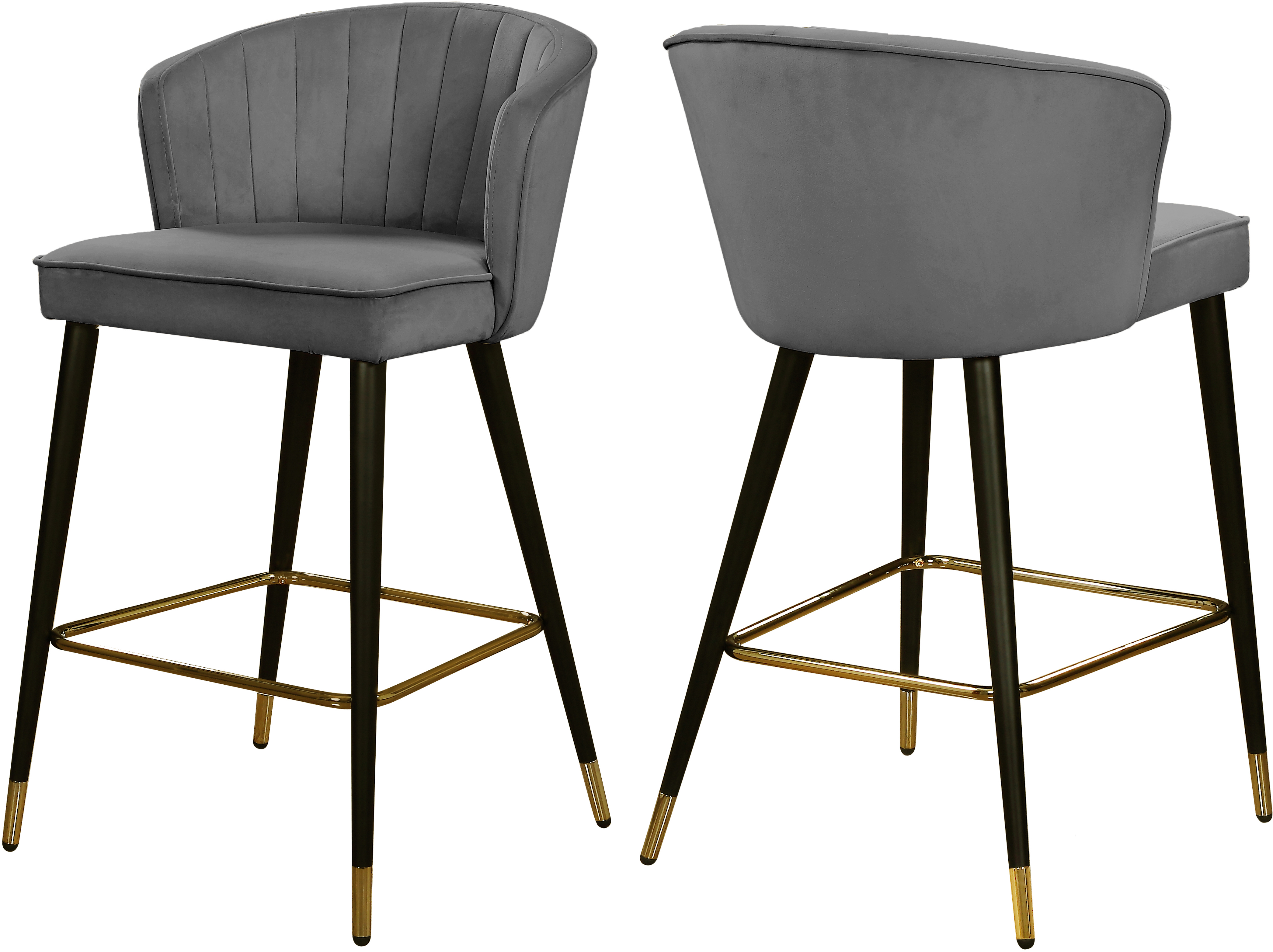 Design Edge Moama 2  Grey Velvet Stools