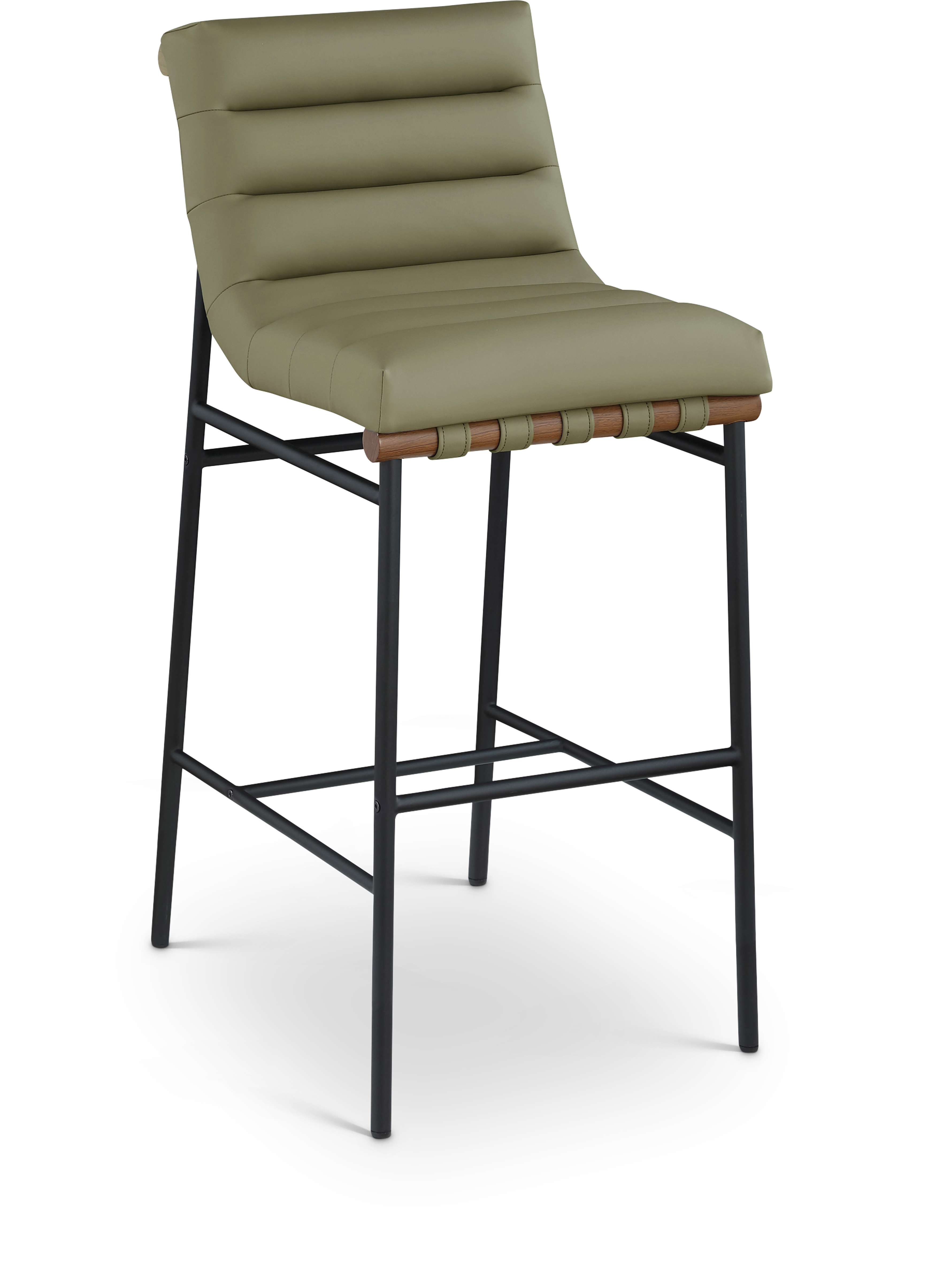 Meridian Furniture Burke Olive Green Vegan Leather Bar Stool