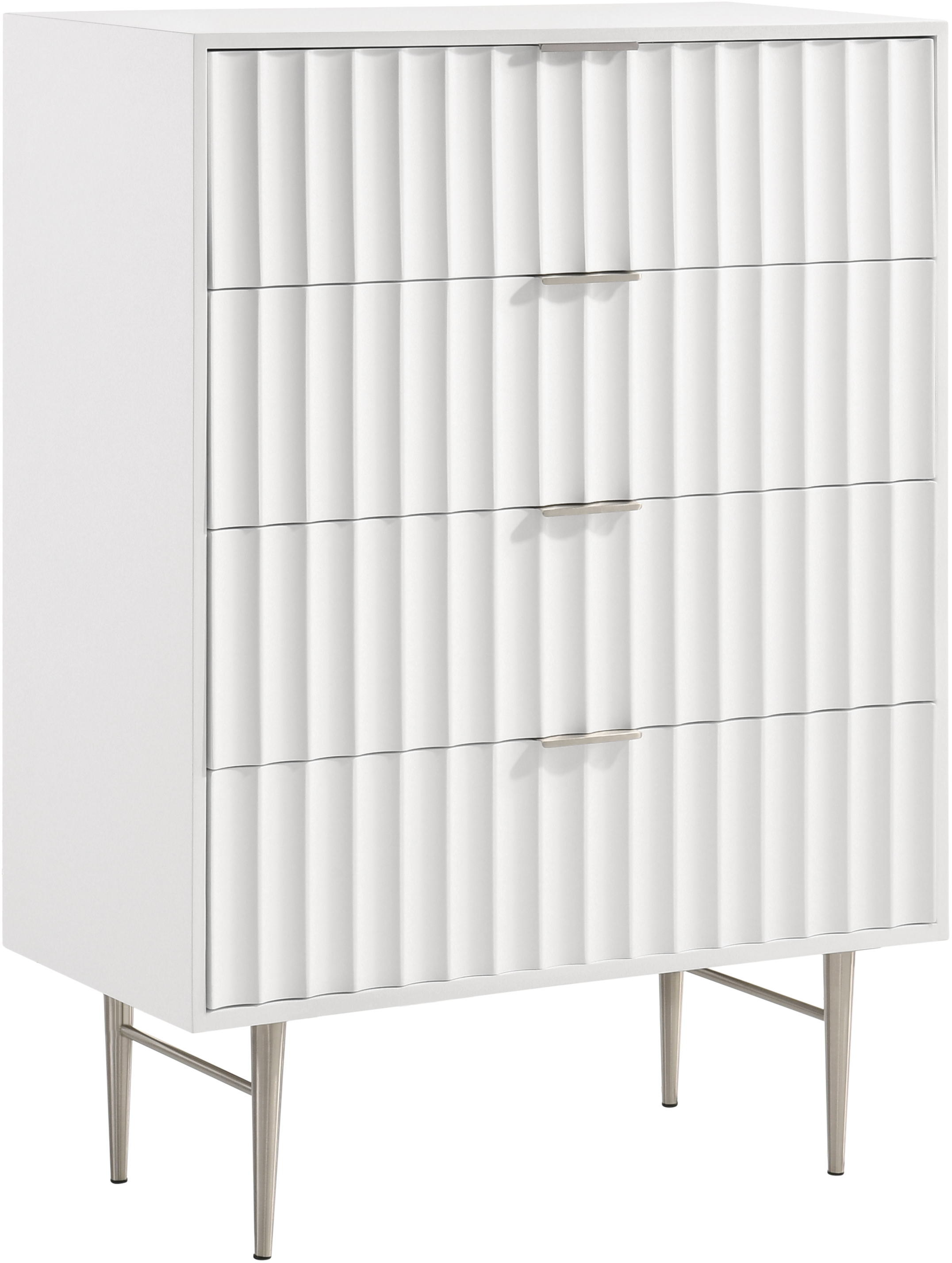 Meridian Furniture Modernist White Gloss Chrome Drawer Chest