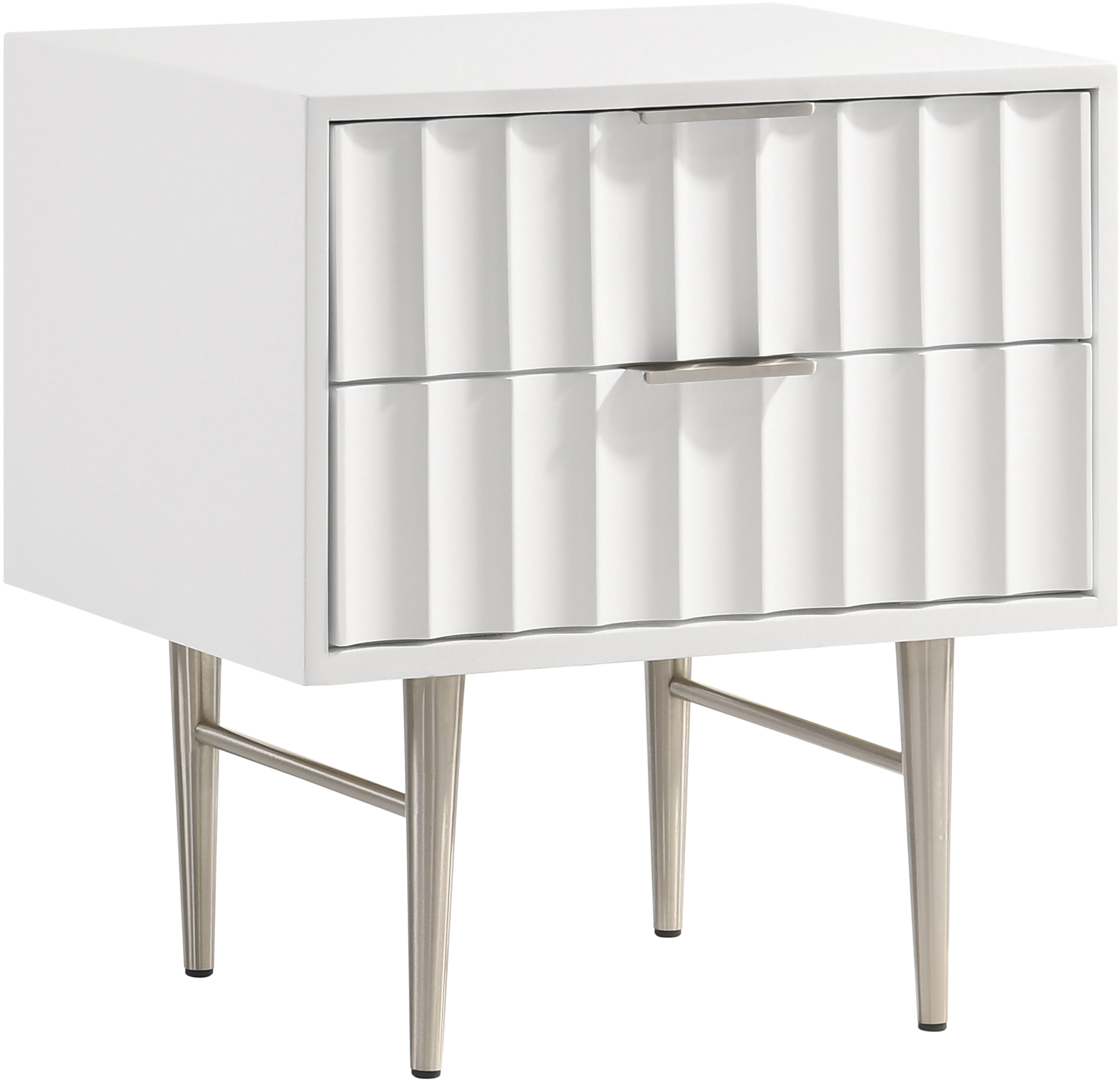 Meridian Furniture Modernist White Gloss Chrome Night Stand