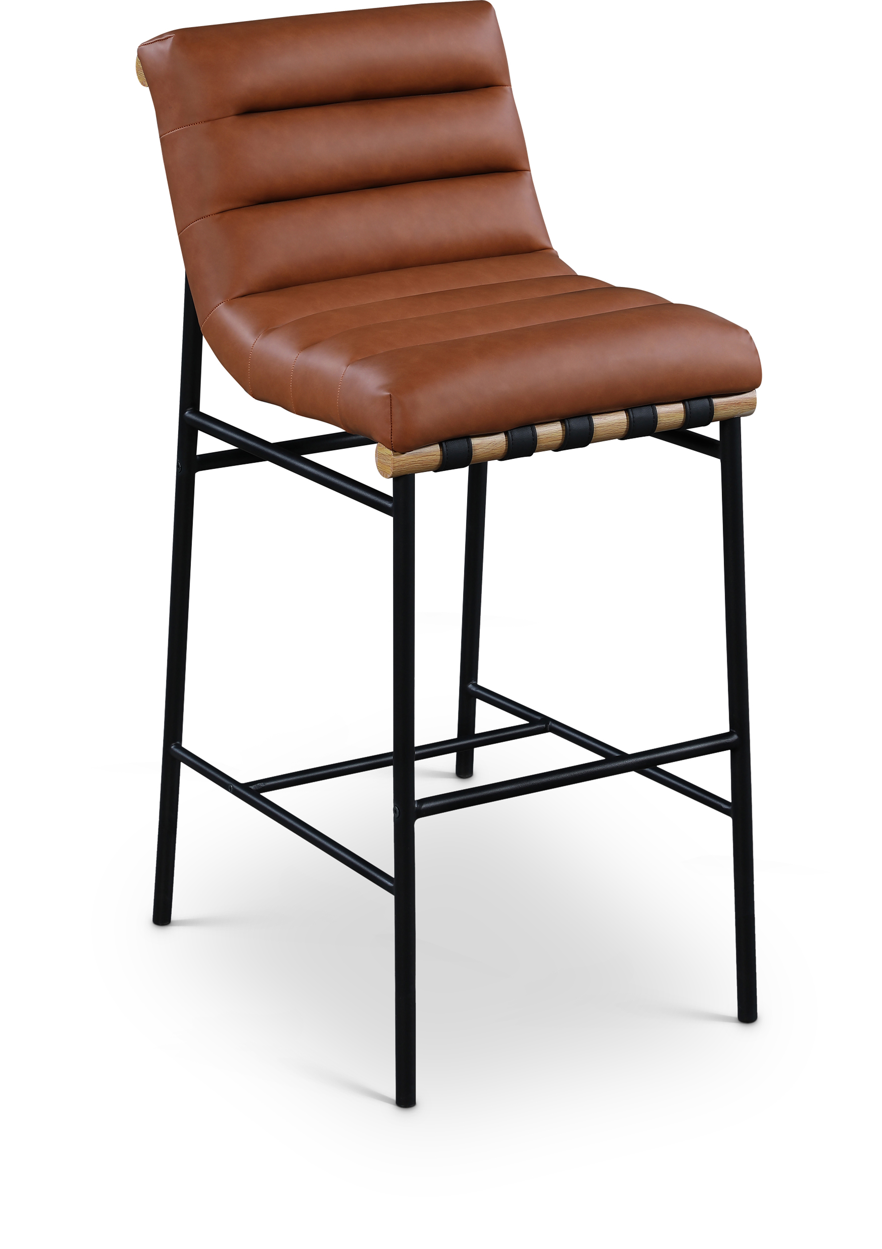 Meridian Furniture Burke Cognac Vegan Leather Bar Stool