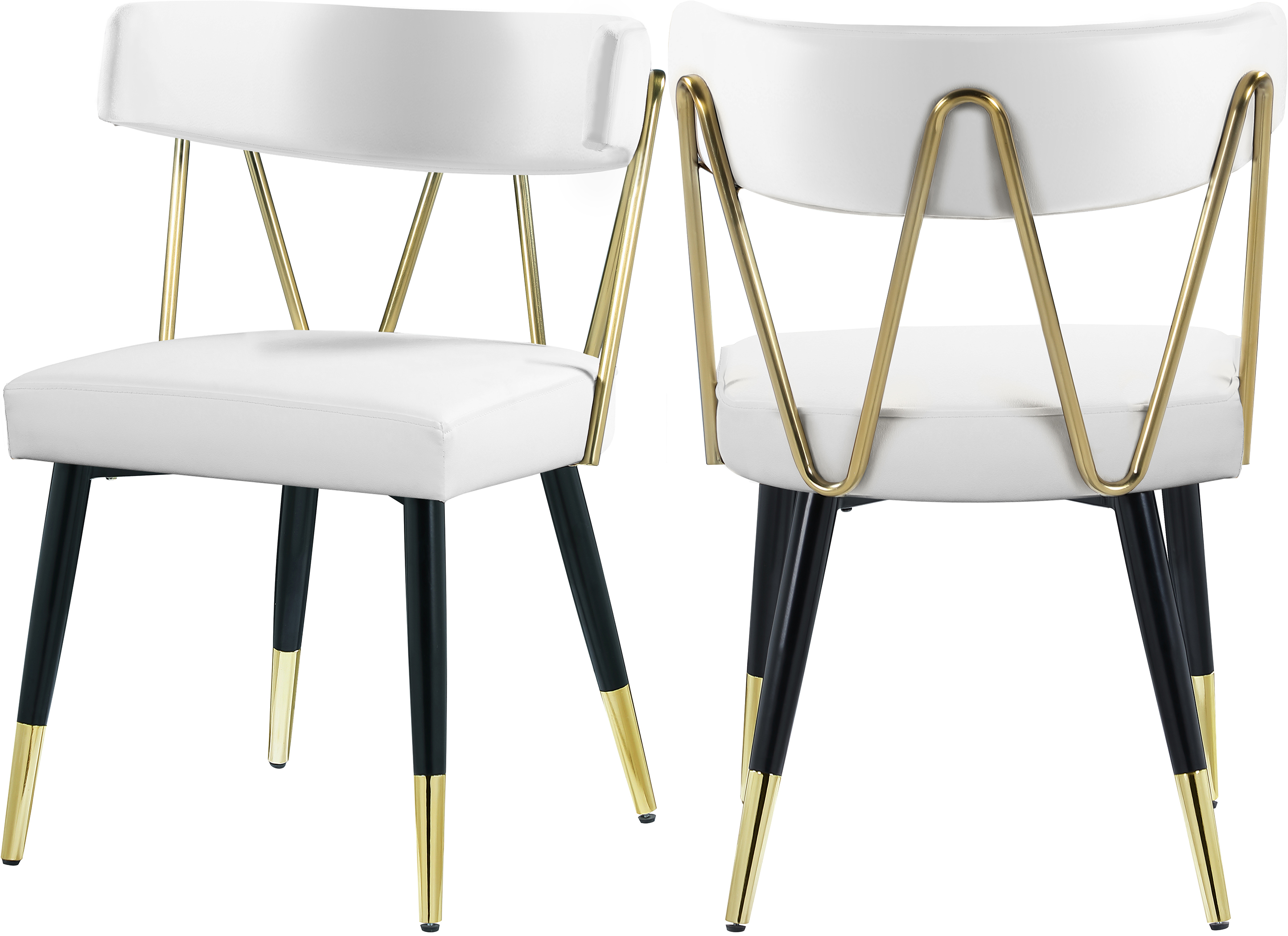 2 Meridian Furniture Rheingold White Vegan Leather Dining Chairs