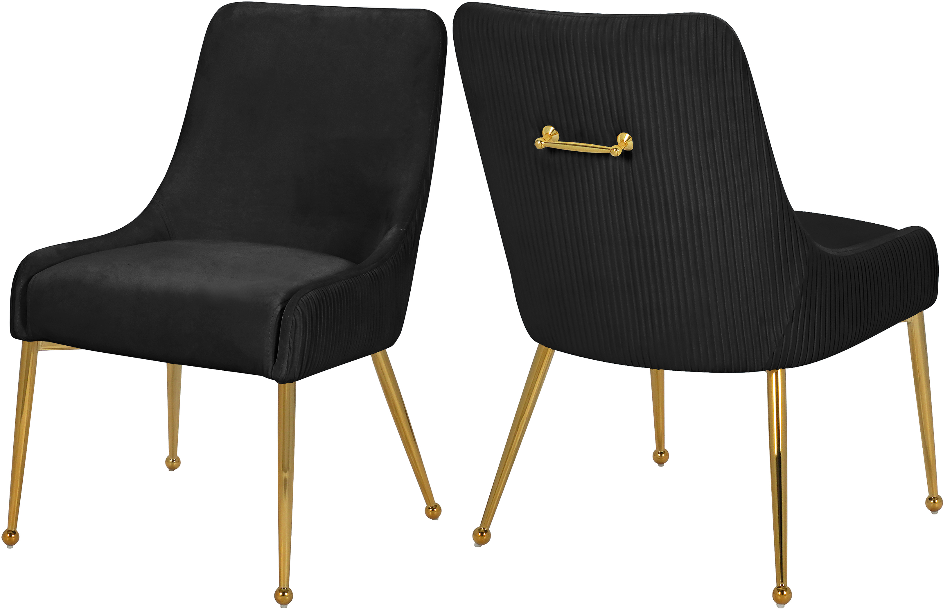 2 Meridian Furniture Ace Black Gold Dining Chairs