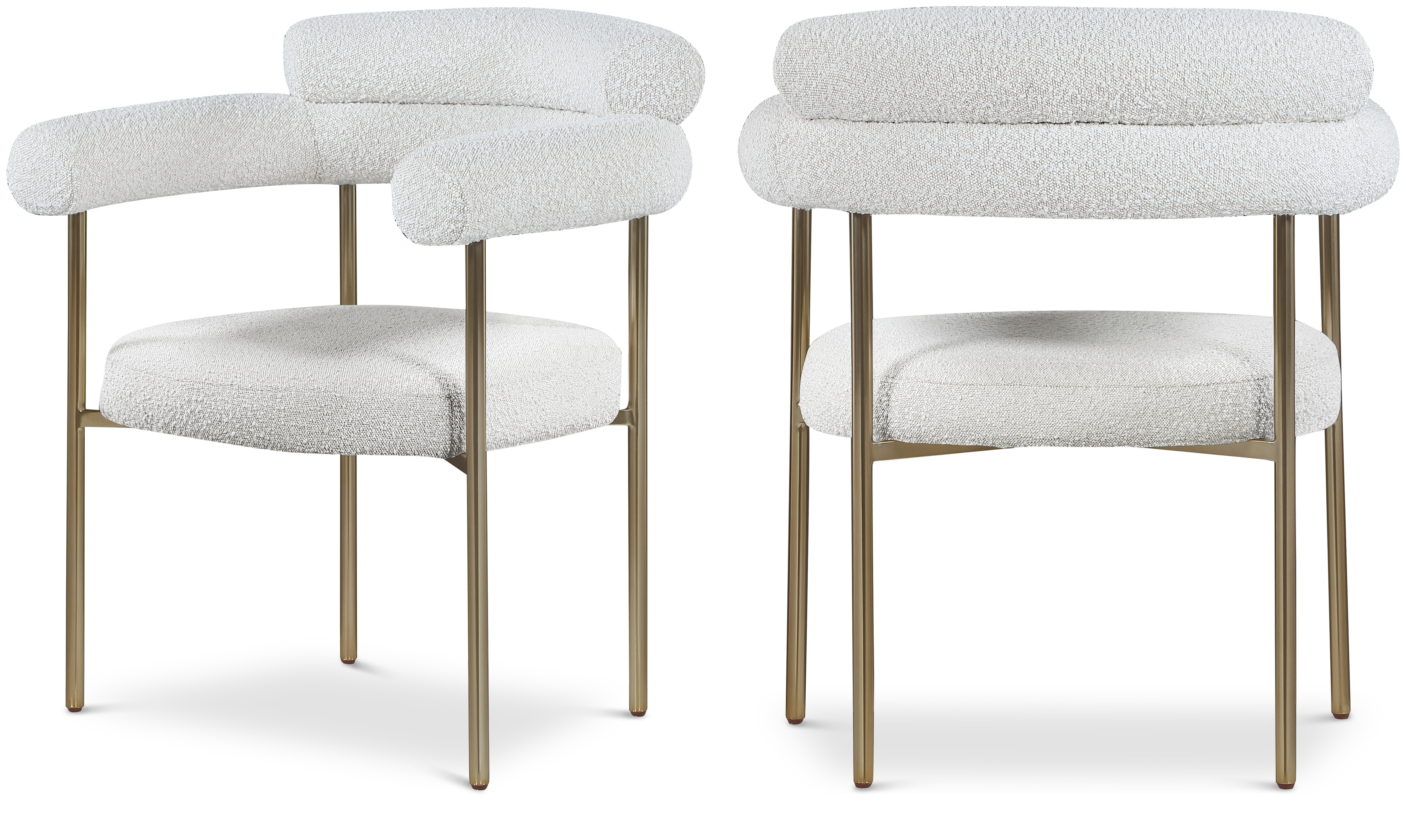 2 Meridian Furniture Blake Cream Brushed Brass Dining Chairs