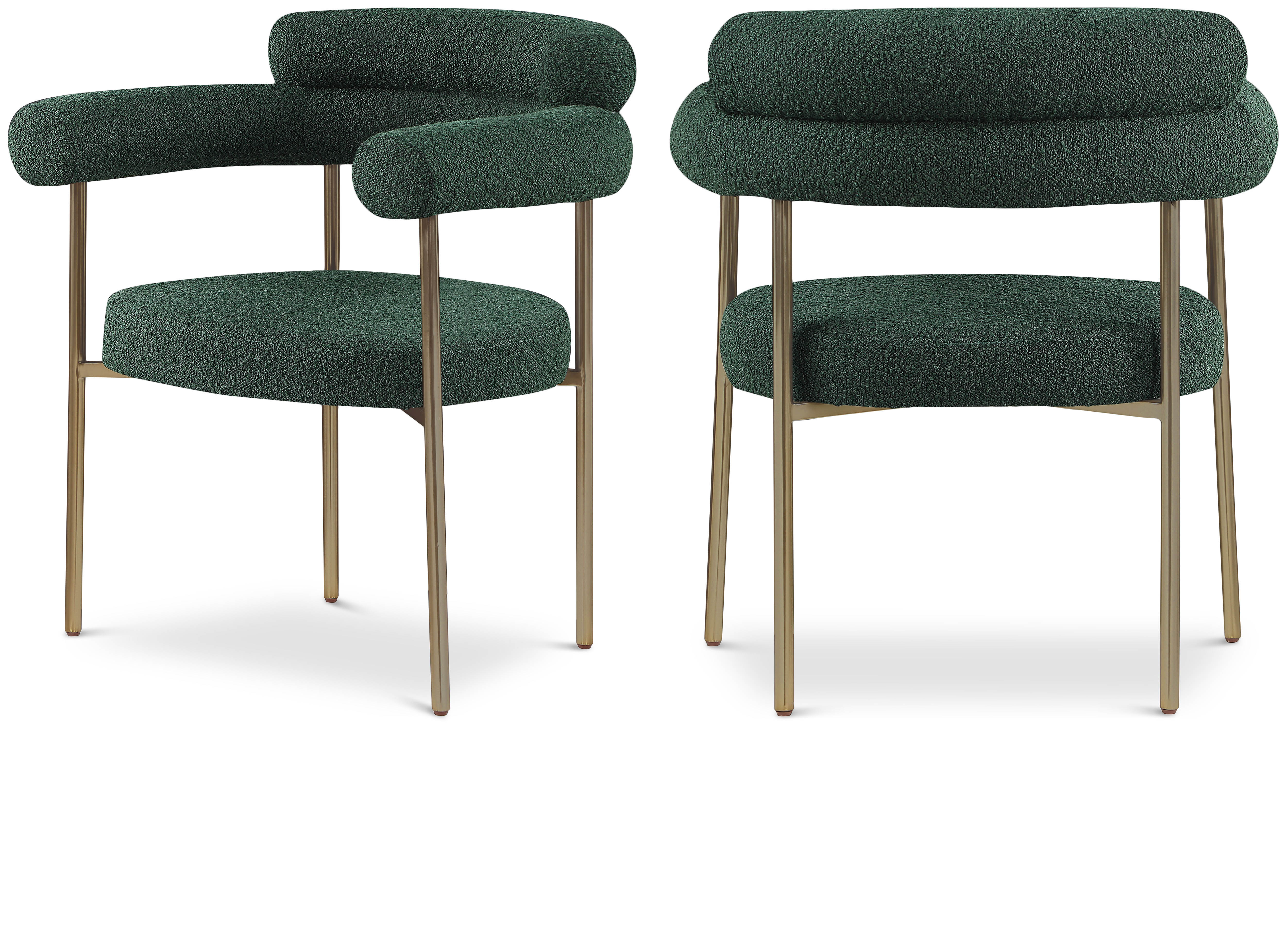 2 Meridian Furniture Blake Green Brushed Brass Dining Chairs
