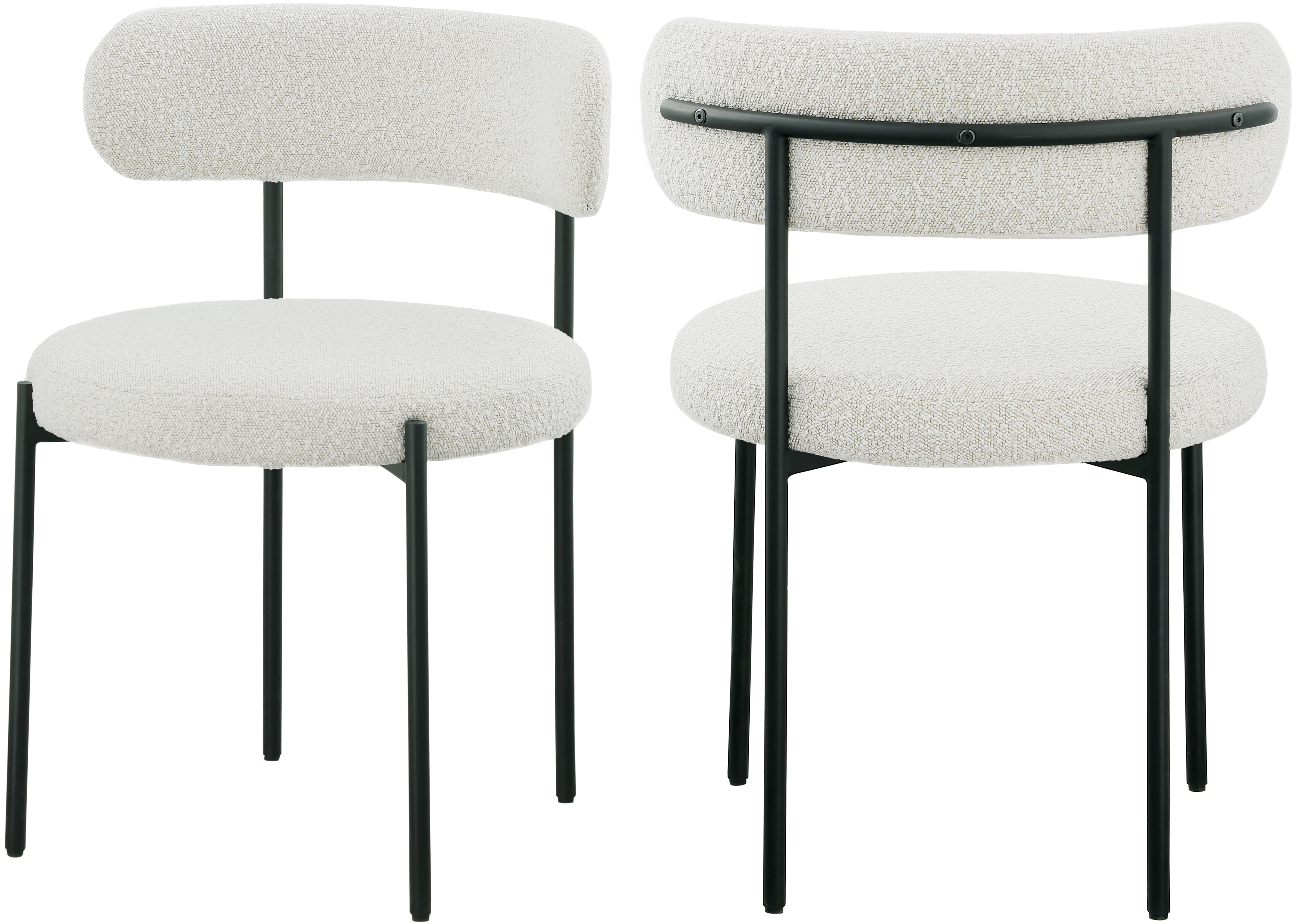 2 Meridian Furniture Beacon Cream Fabric Dining Chairs