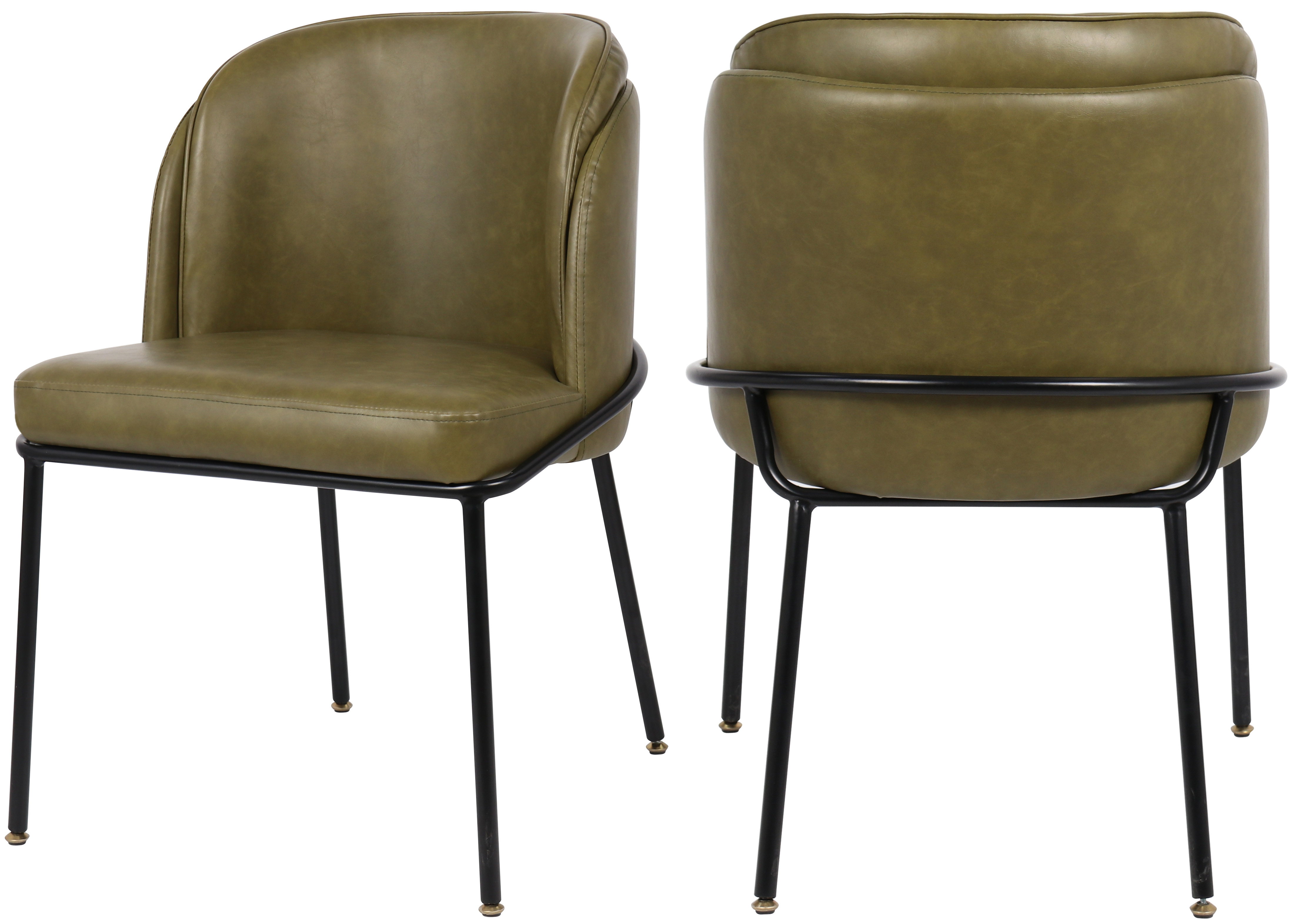 2 Meridian Furniture Jagger Olive Vegan Leather Dining Chairs