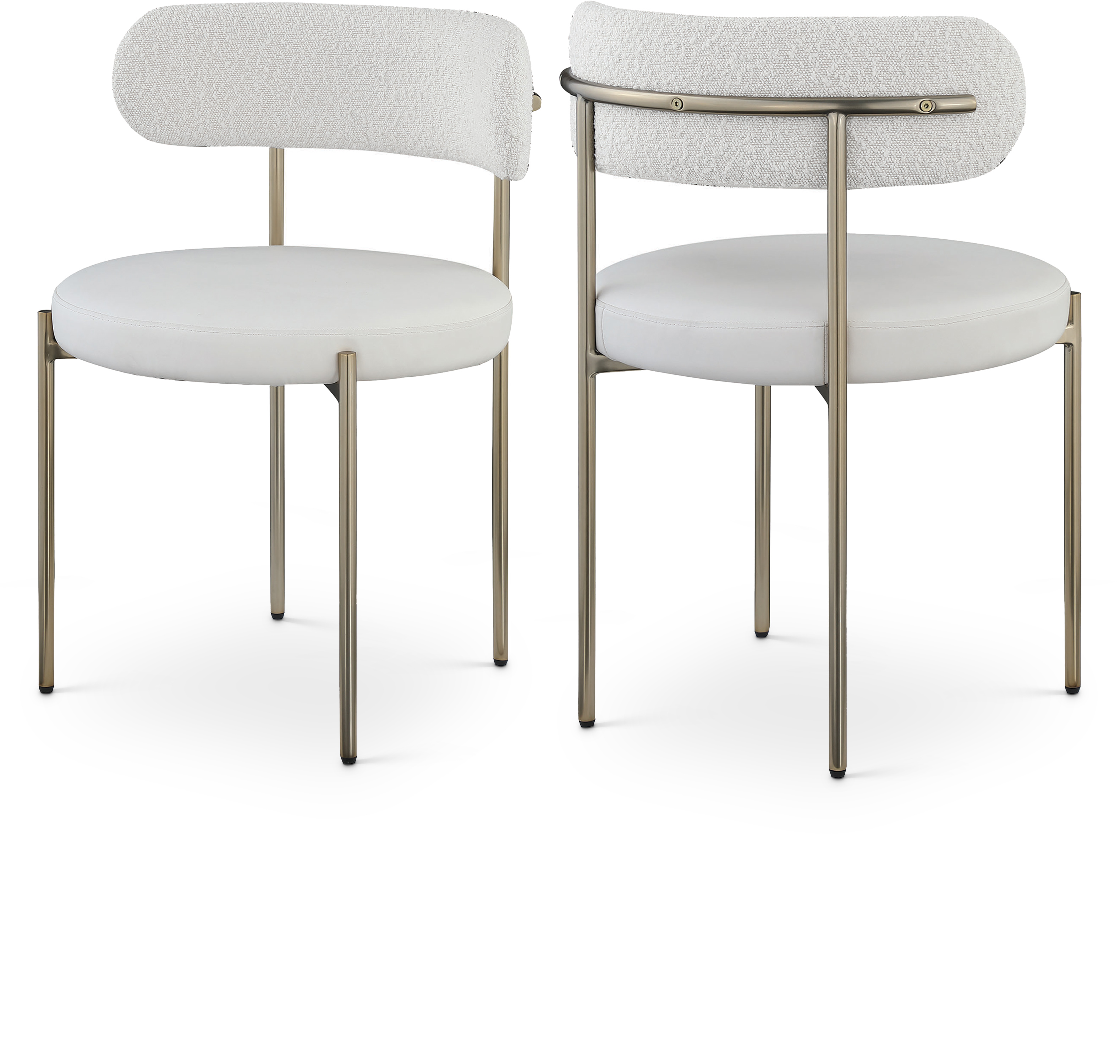 2 Meridian Furniture Beacon Cream Brushed Brass Dining Chairs