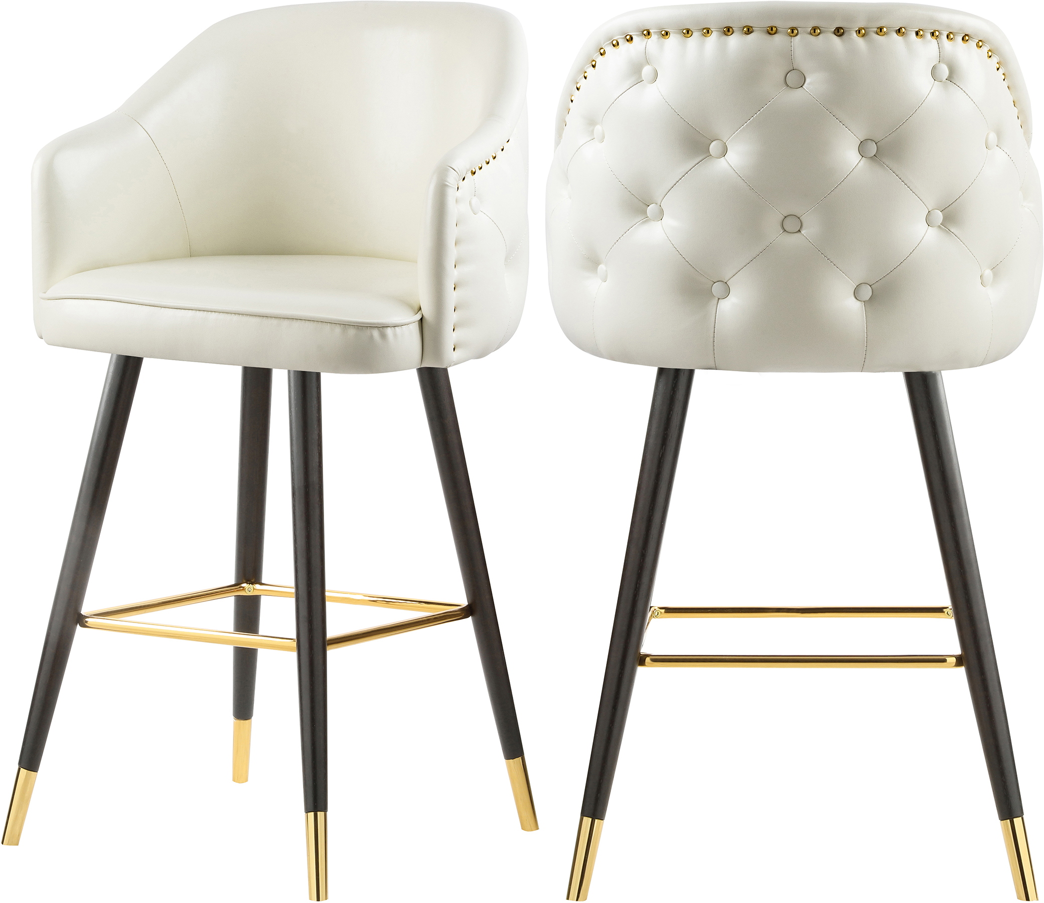 2 Meridian Furniture Barbosa White Vegan Leather Bar Stools