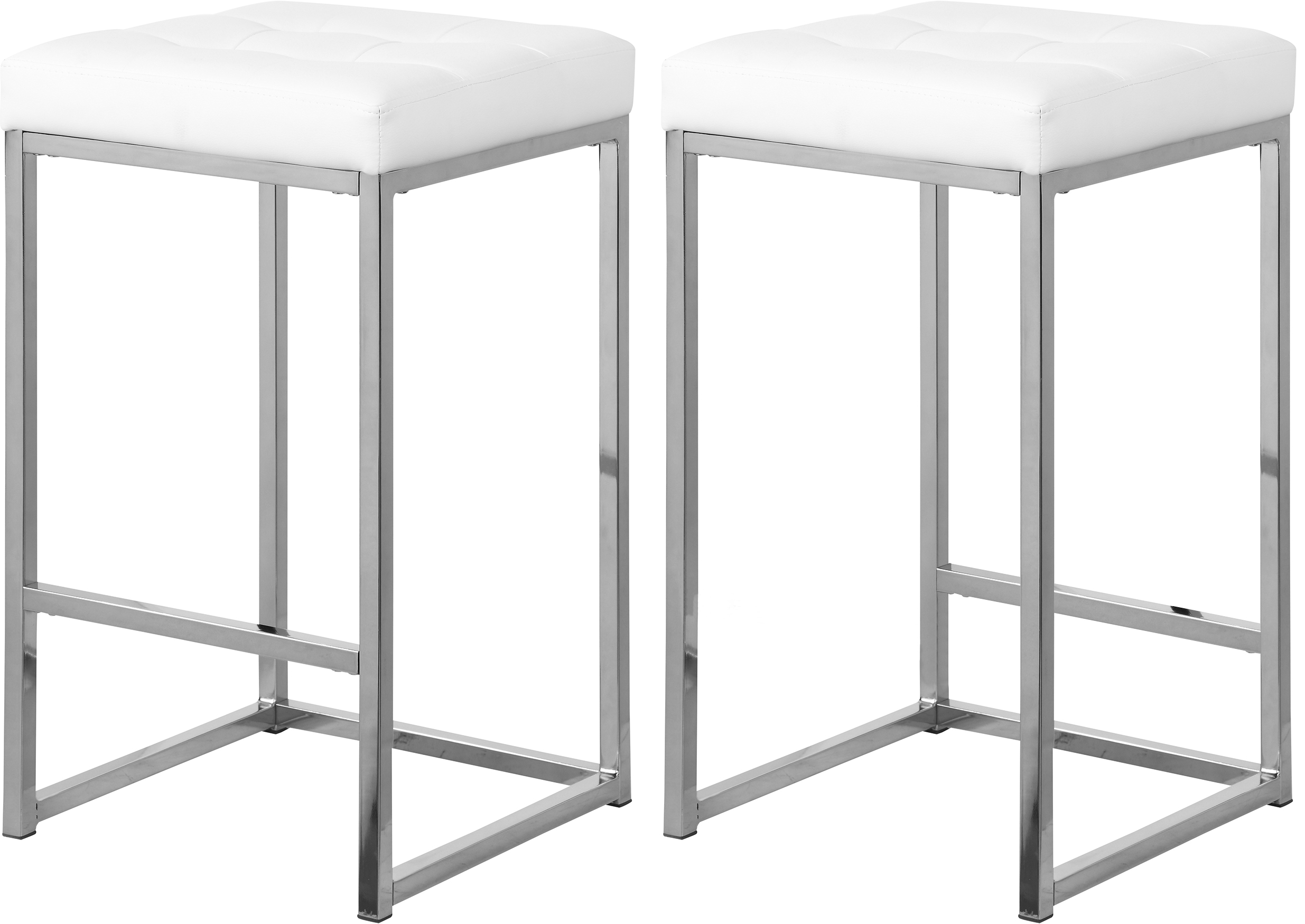 2 Meridian Furniture Nicola White Vegan Leather Counter Height Stools