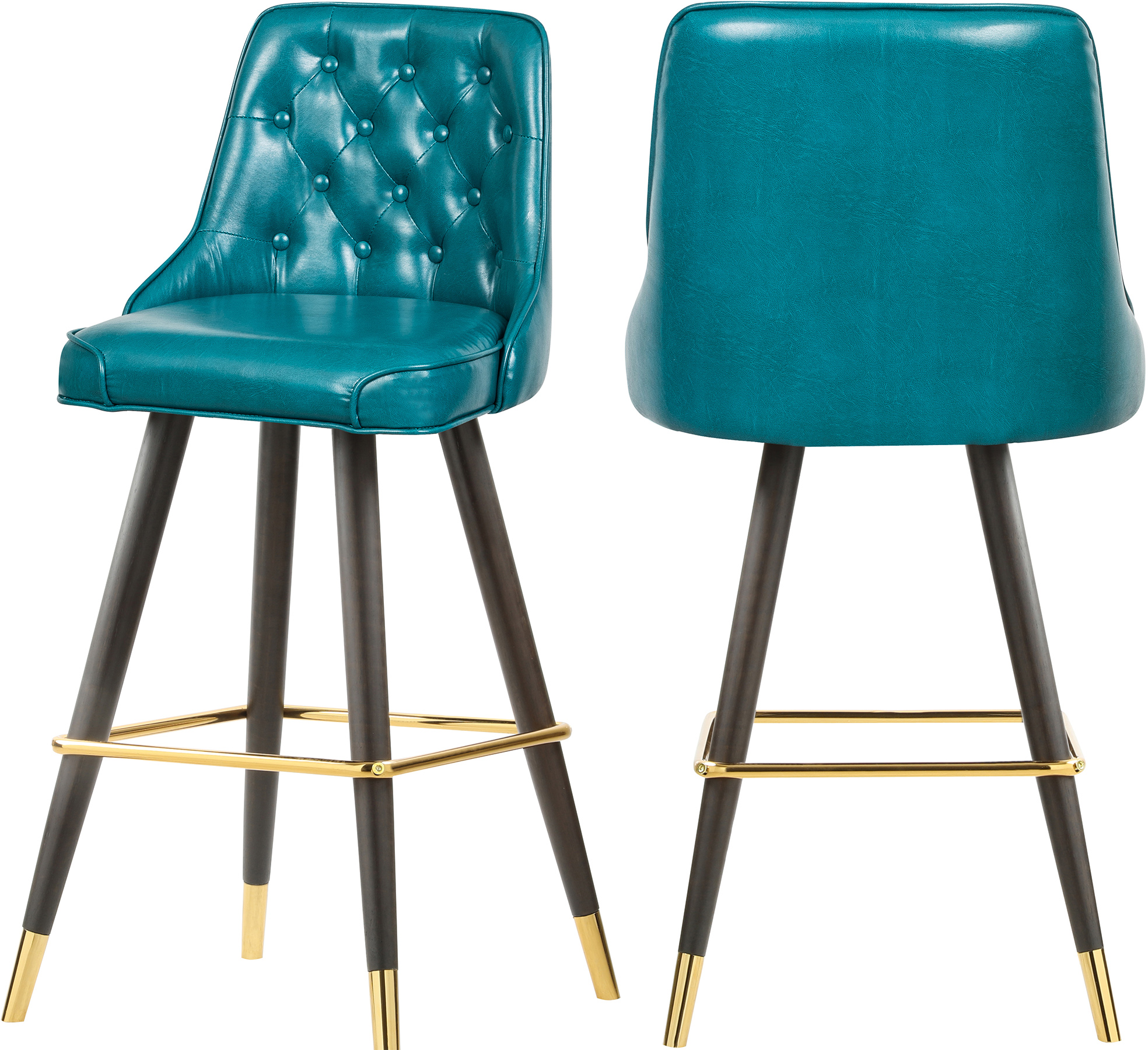 2 Meridian Furniture Portnoy Teal Vegan Leather Bar Stools