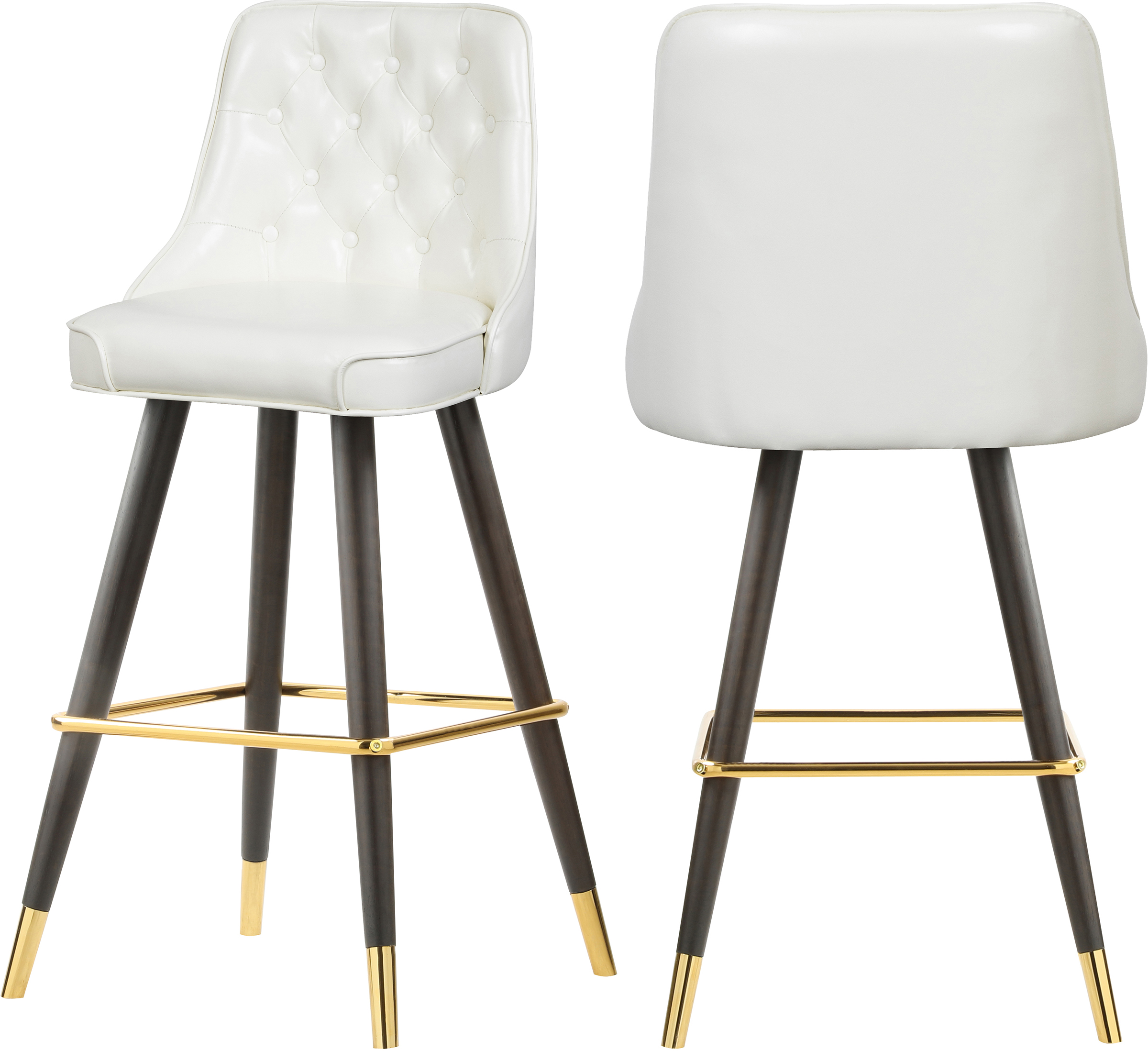 2 Meridian Furniture Portnoy White Vegan Leather Bar Stools