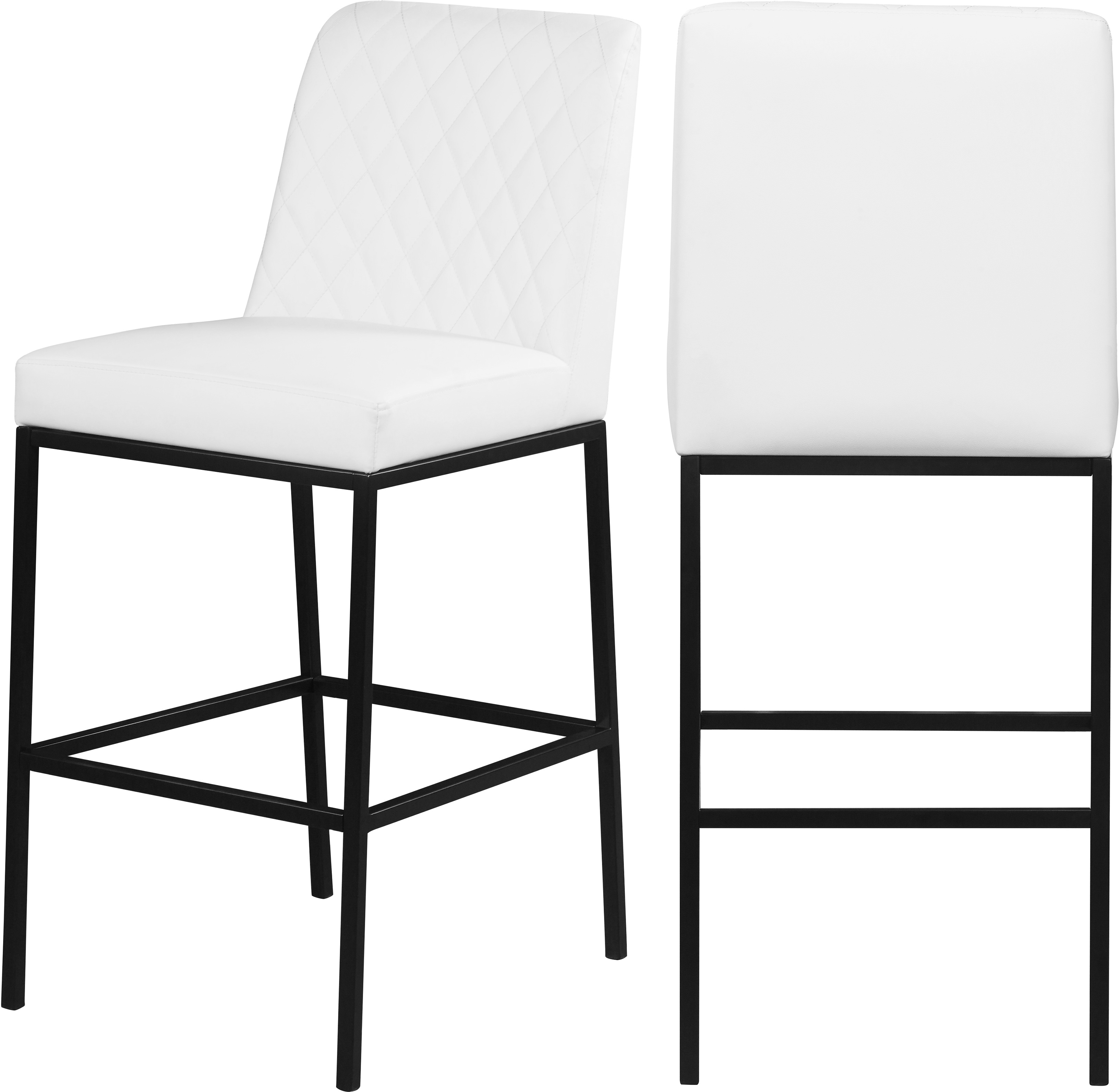 2 Meridian Furniture Bryce White Vegan Leather Bar Stools