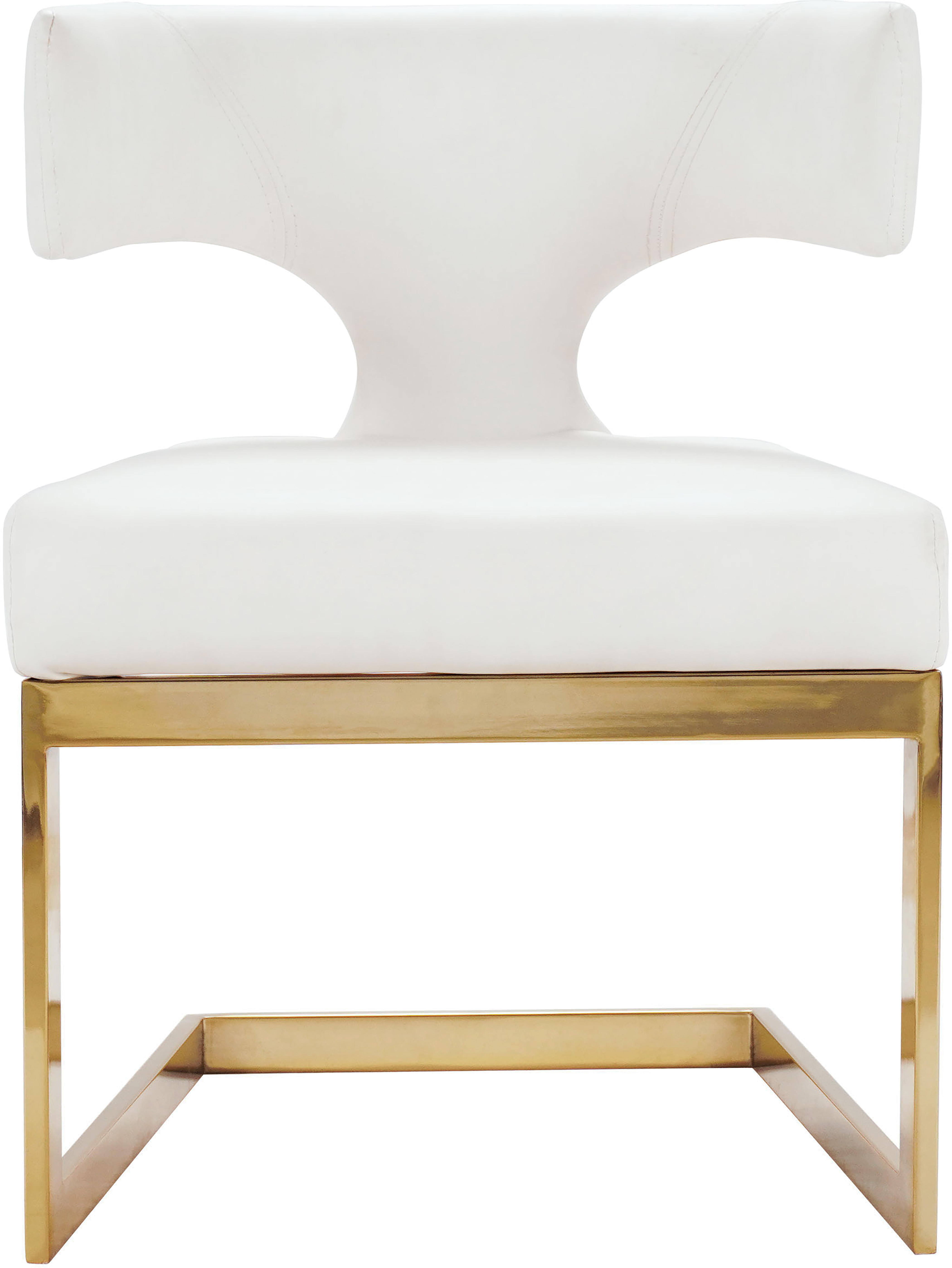 Meridian Furniture Alexandra White Vegan Leather Gold Dining Chair