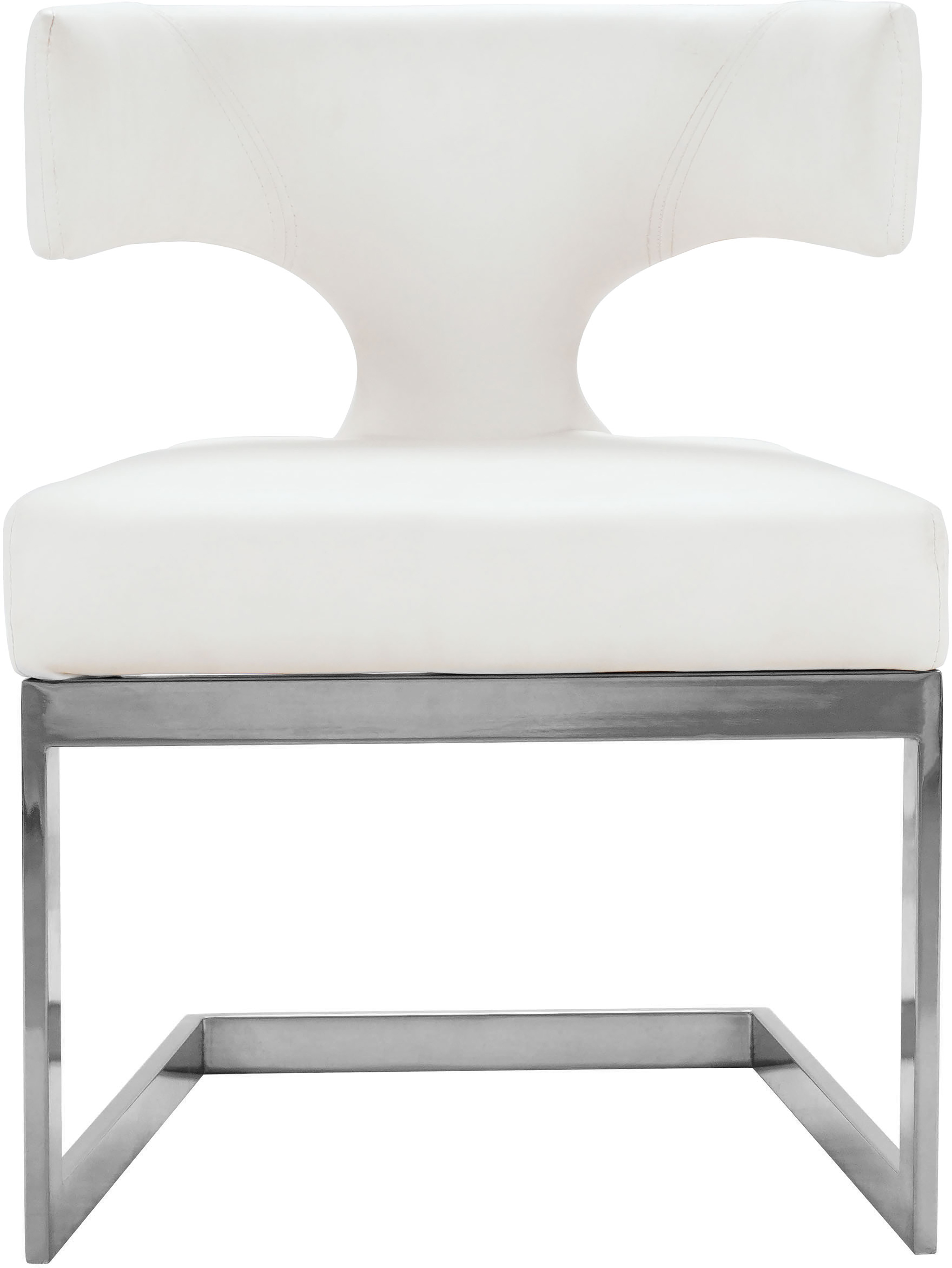 Meridian Furniture Alexandra White Vegan Leather Chrome Dining Chair
