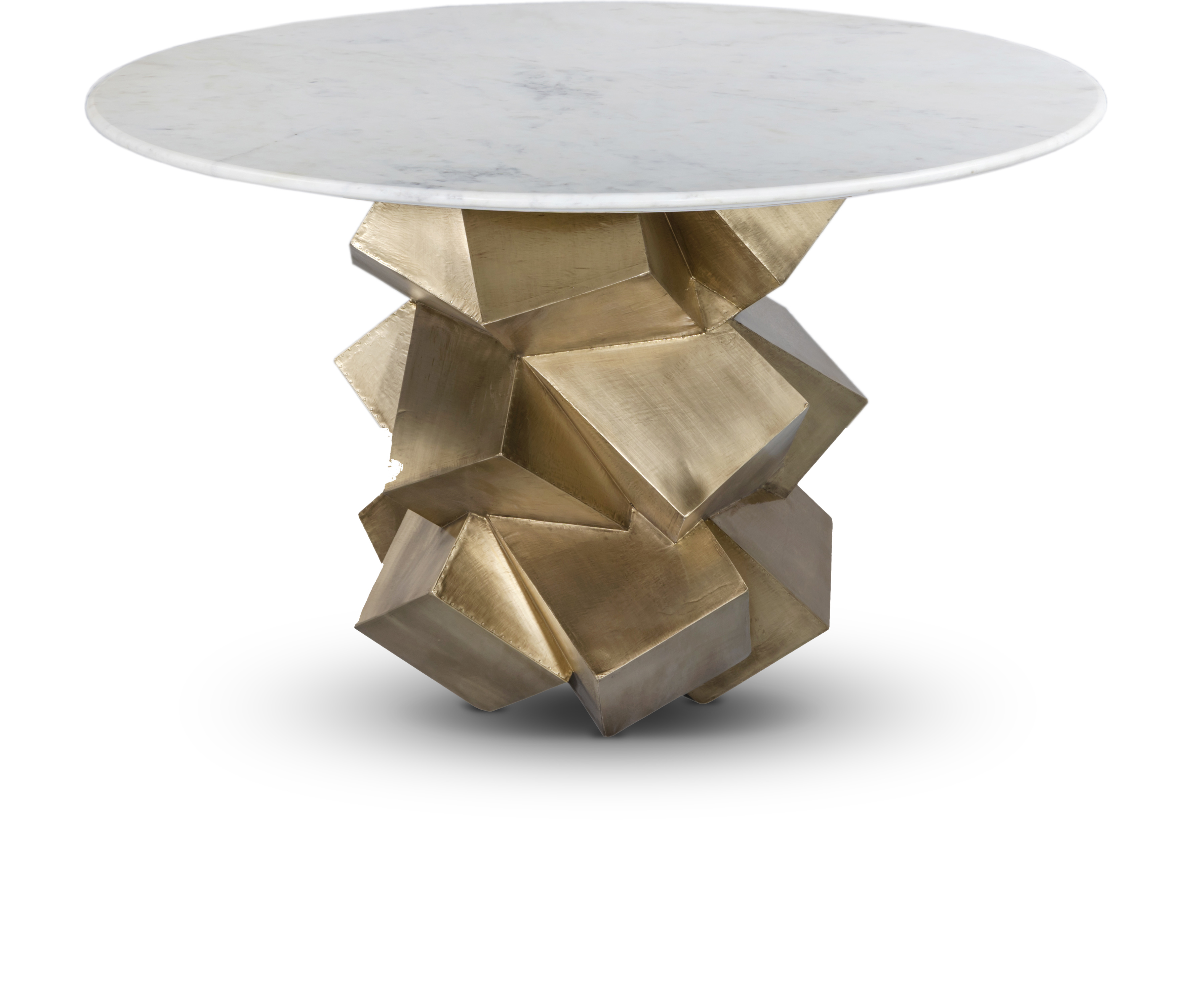 Meridian Furniture Walker White Brass Dining Table