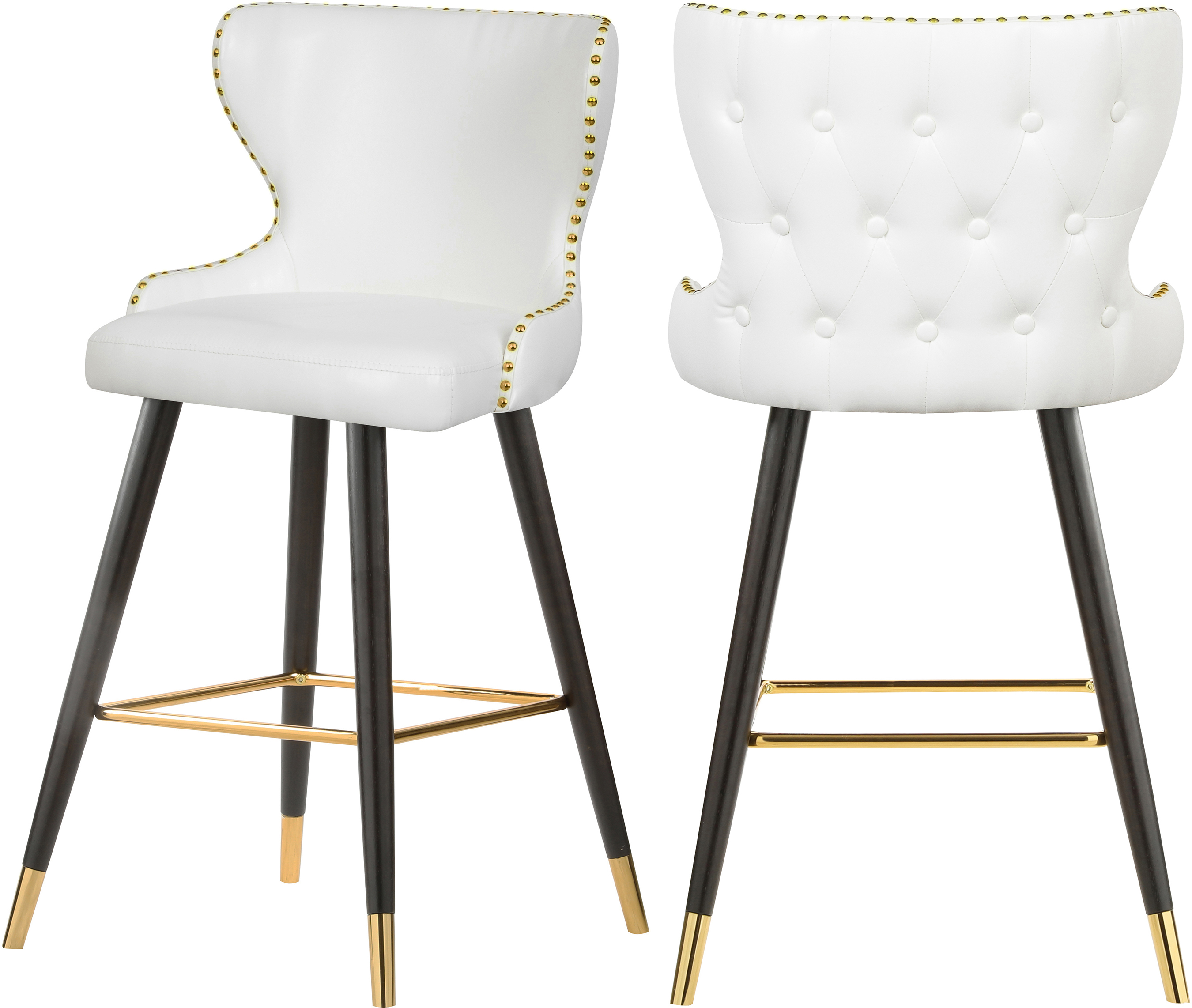 2 Meridian Furniture Hendrix White Vegan Leather Bar Stools