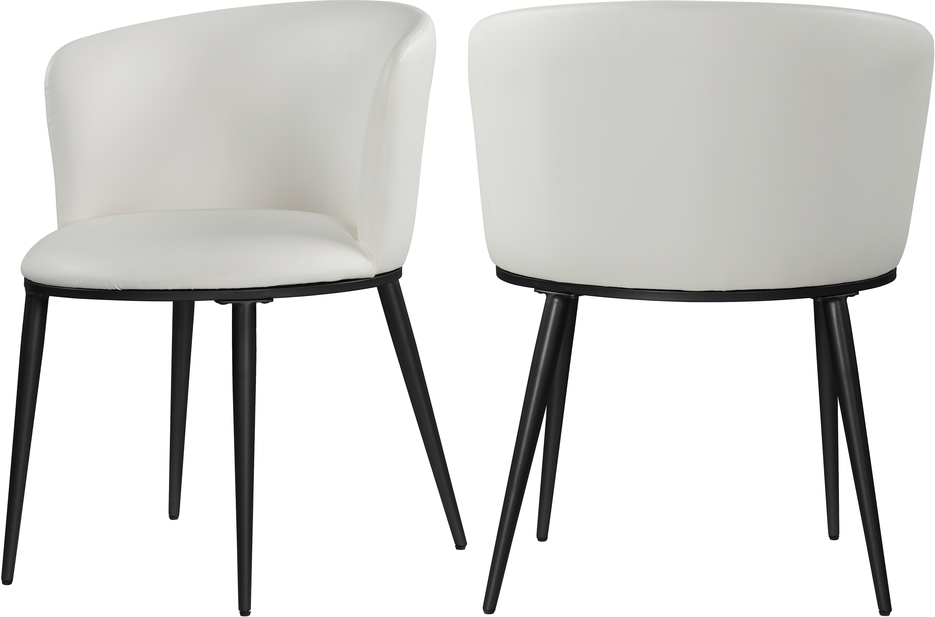 2 Meridian Furniture Skylar White Vegan Leather Black Dining Chairs