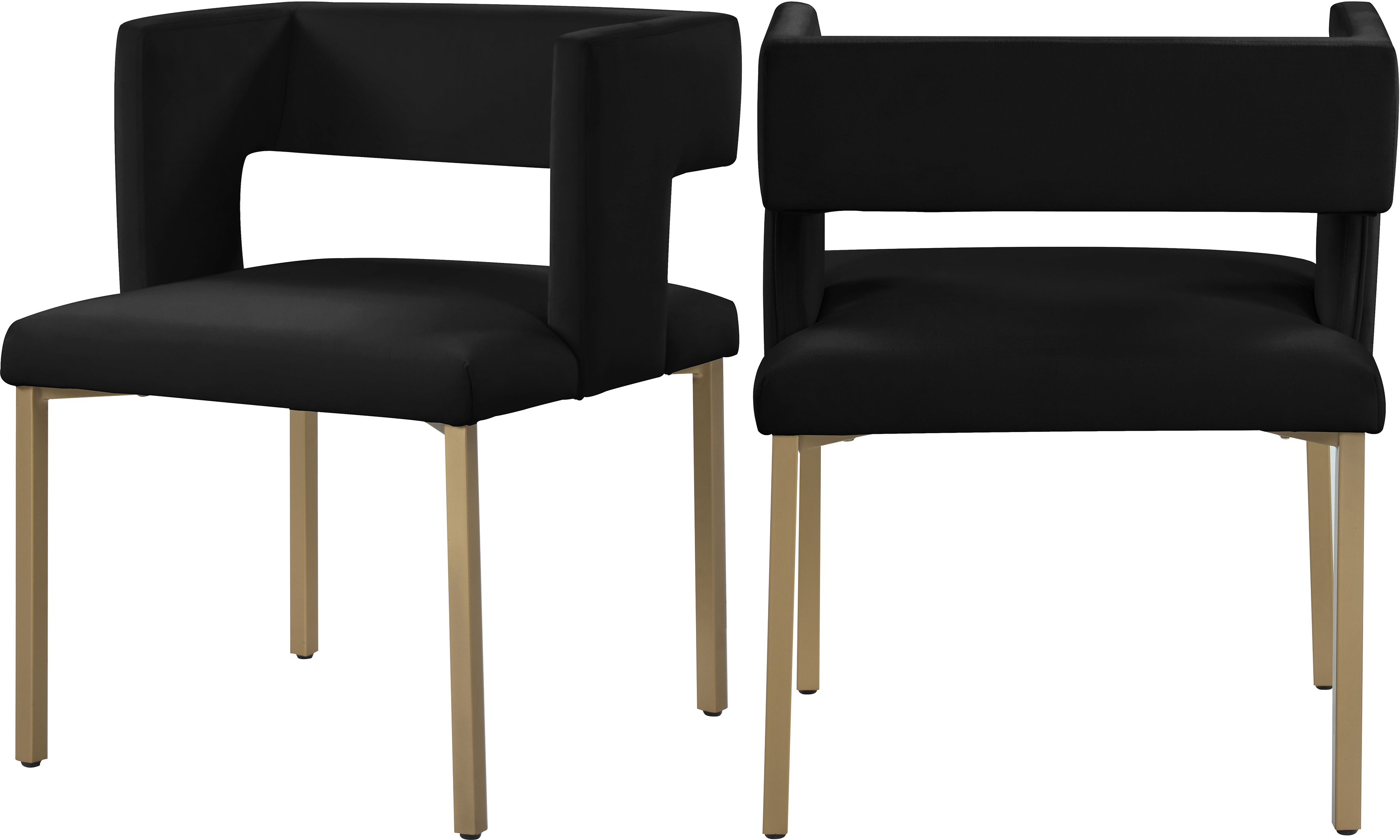 2 Meridian Furniture Caleb Black Gold Dining Chairs