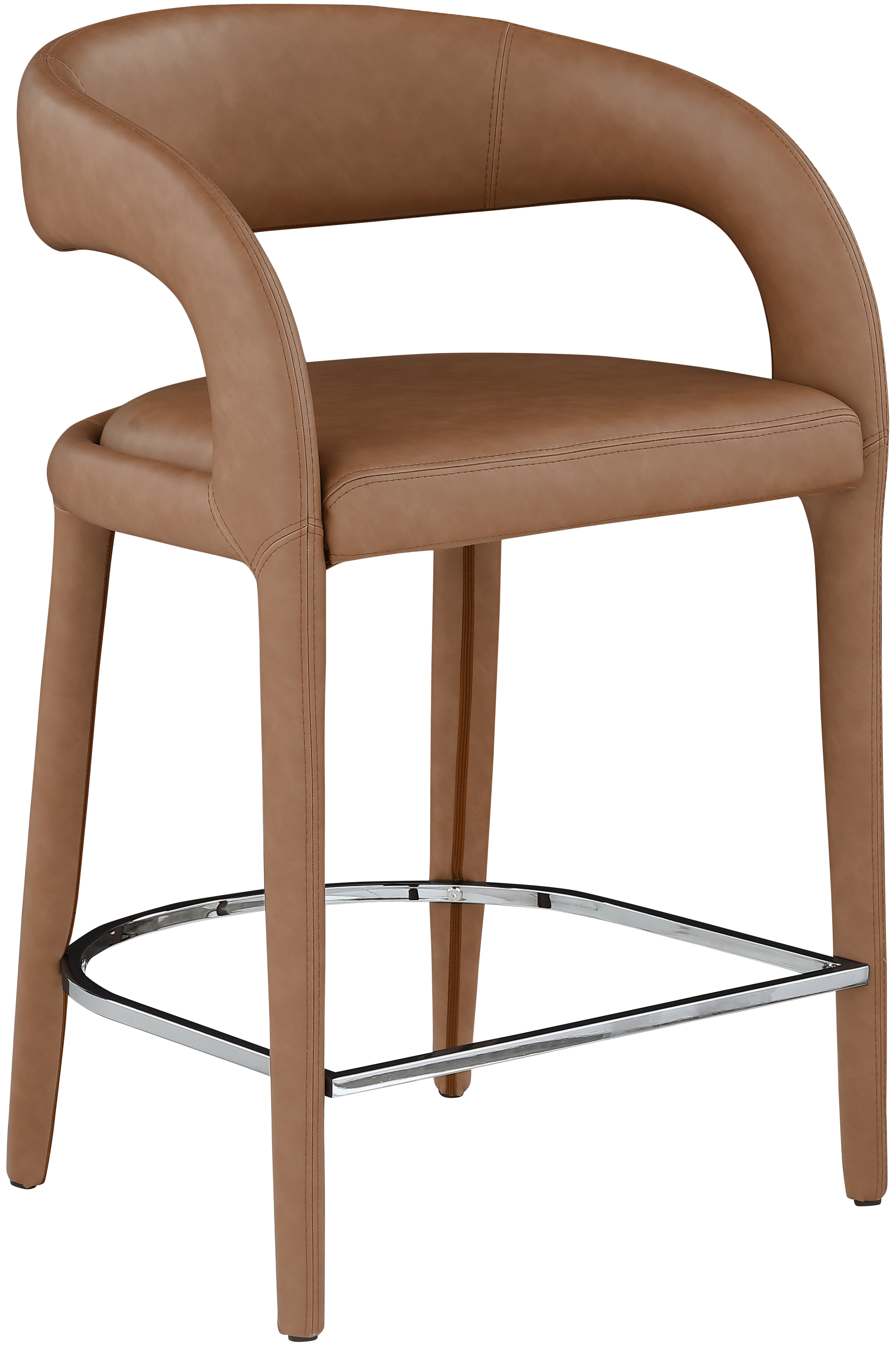 Meridian Furniture Sylvester Brown Vegan Leather Counter Height Stool