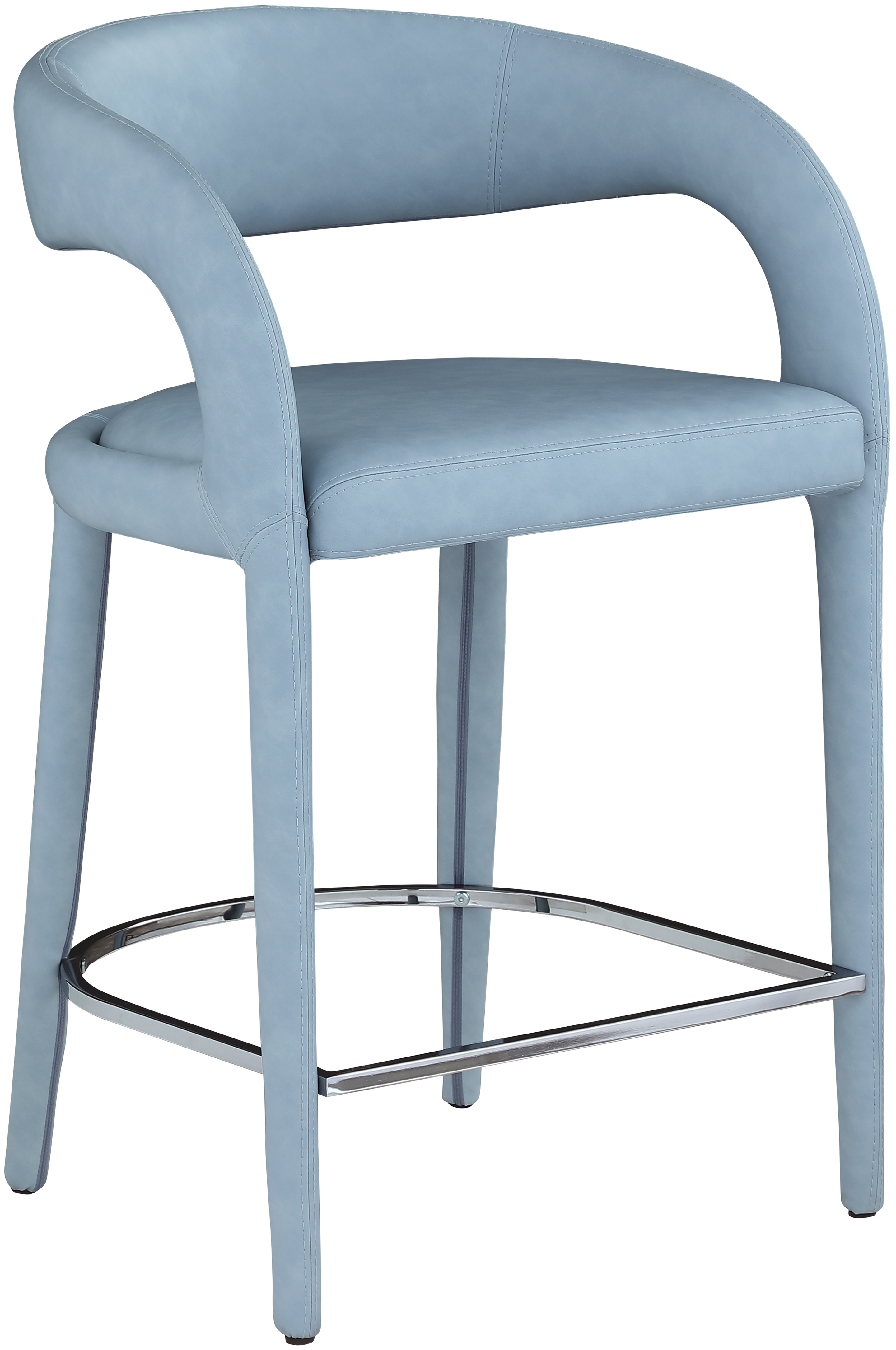 Meridian Furniture Sylvester Light Blue Vegan Leather Counter Height Stool