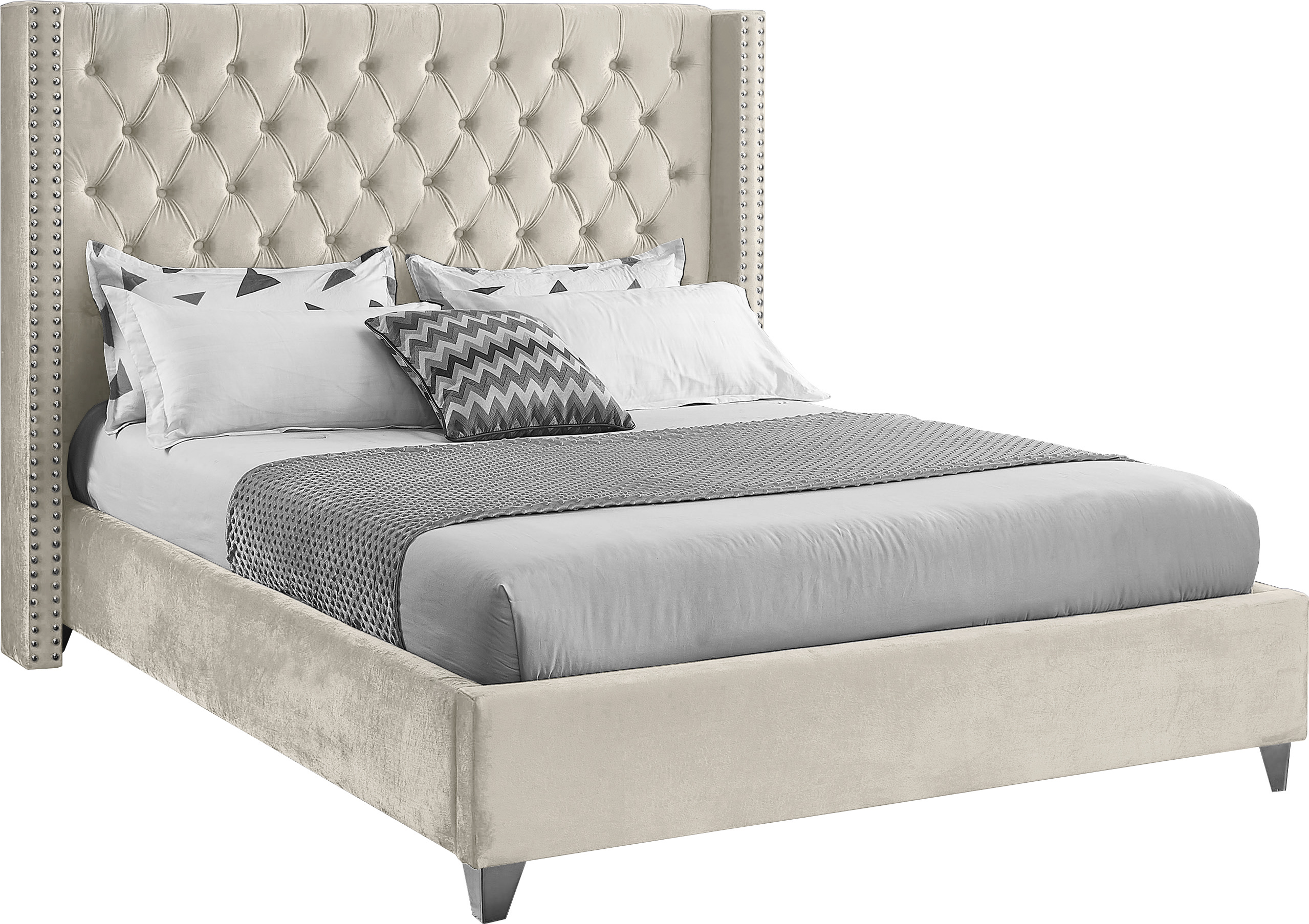 Design Edge Ivanhoe  Cream Velvet Full Bed