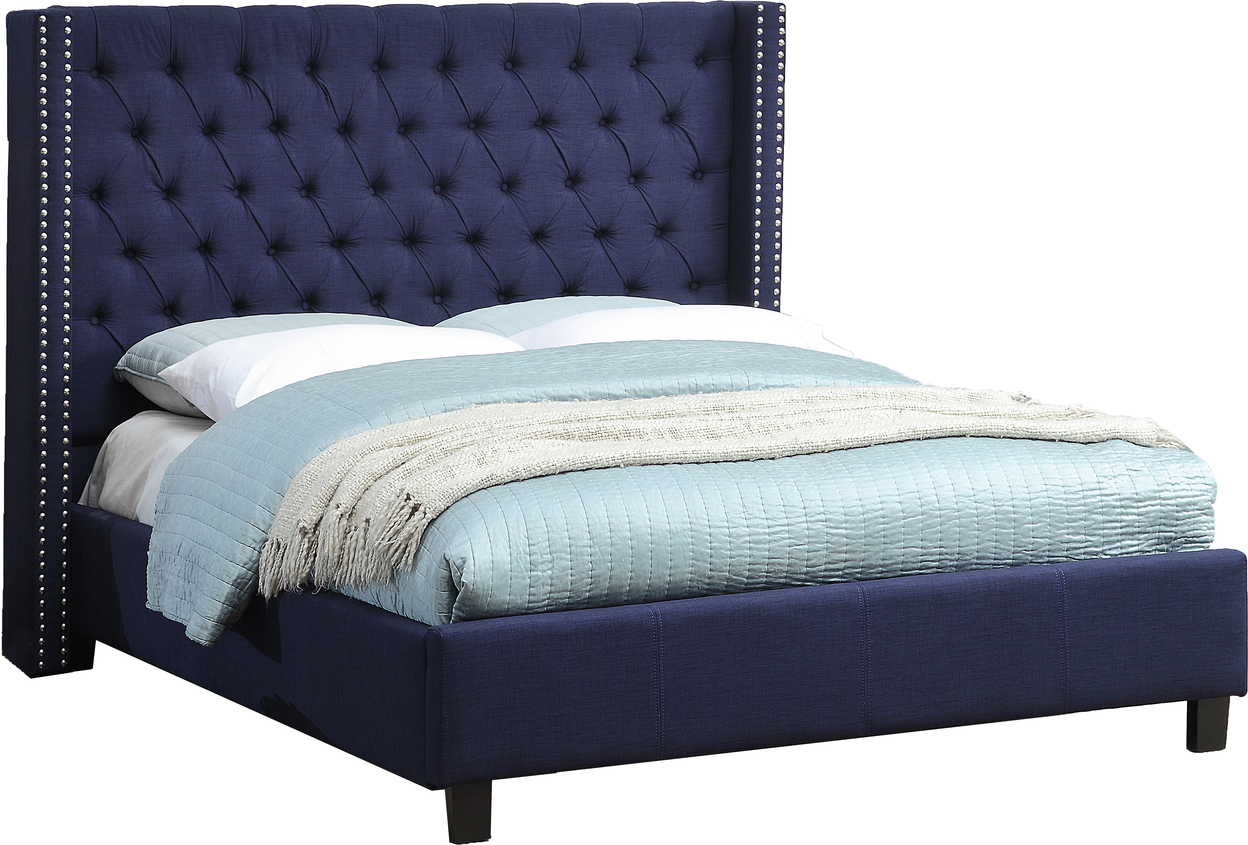 Design Edge Kurri Kurri  Navy Linen Queen Bed