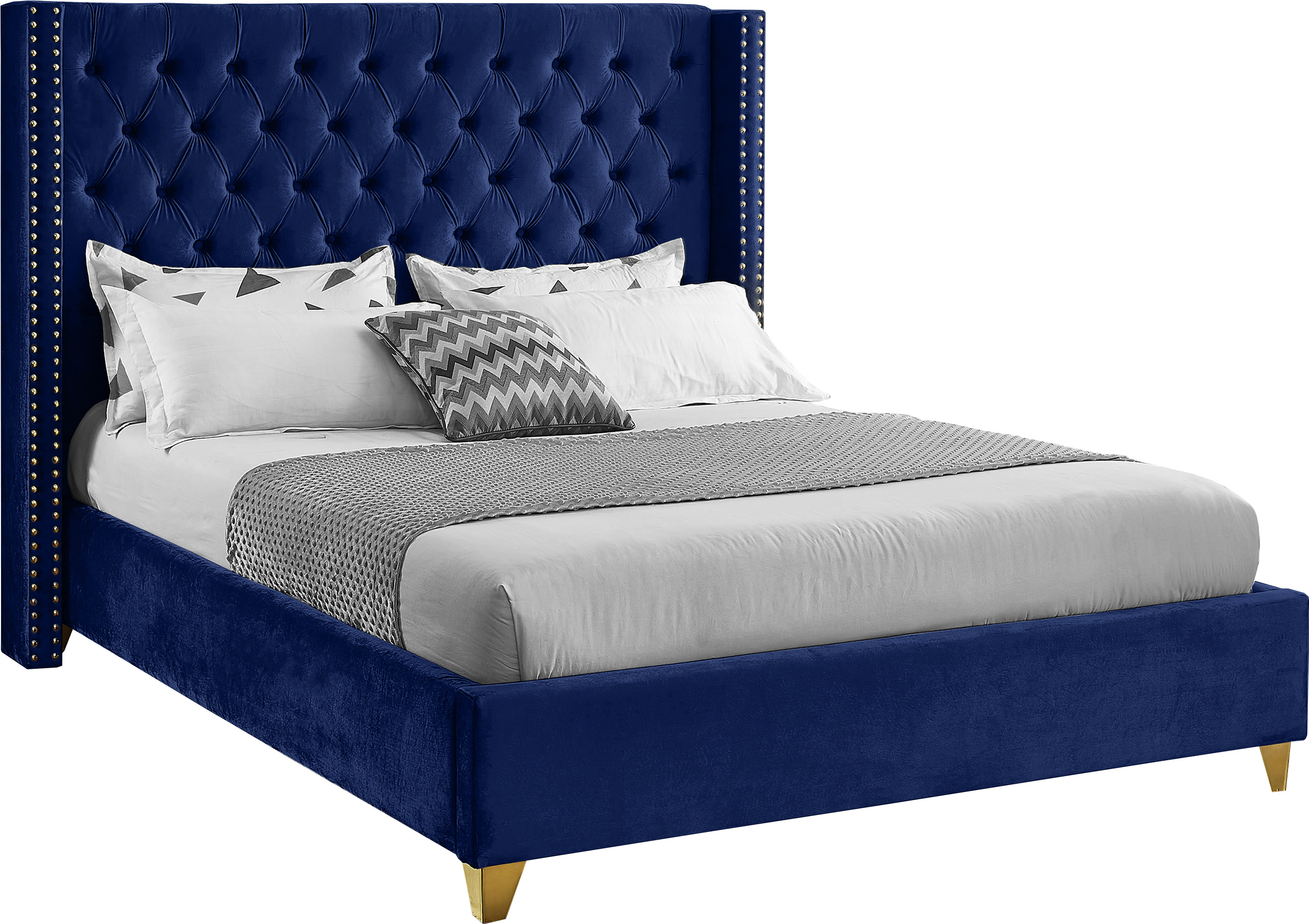 Meridian Furniture Barolo Navy Velvet Full Bed