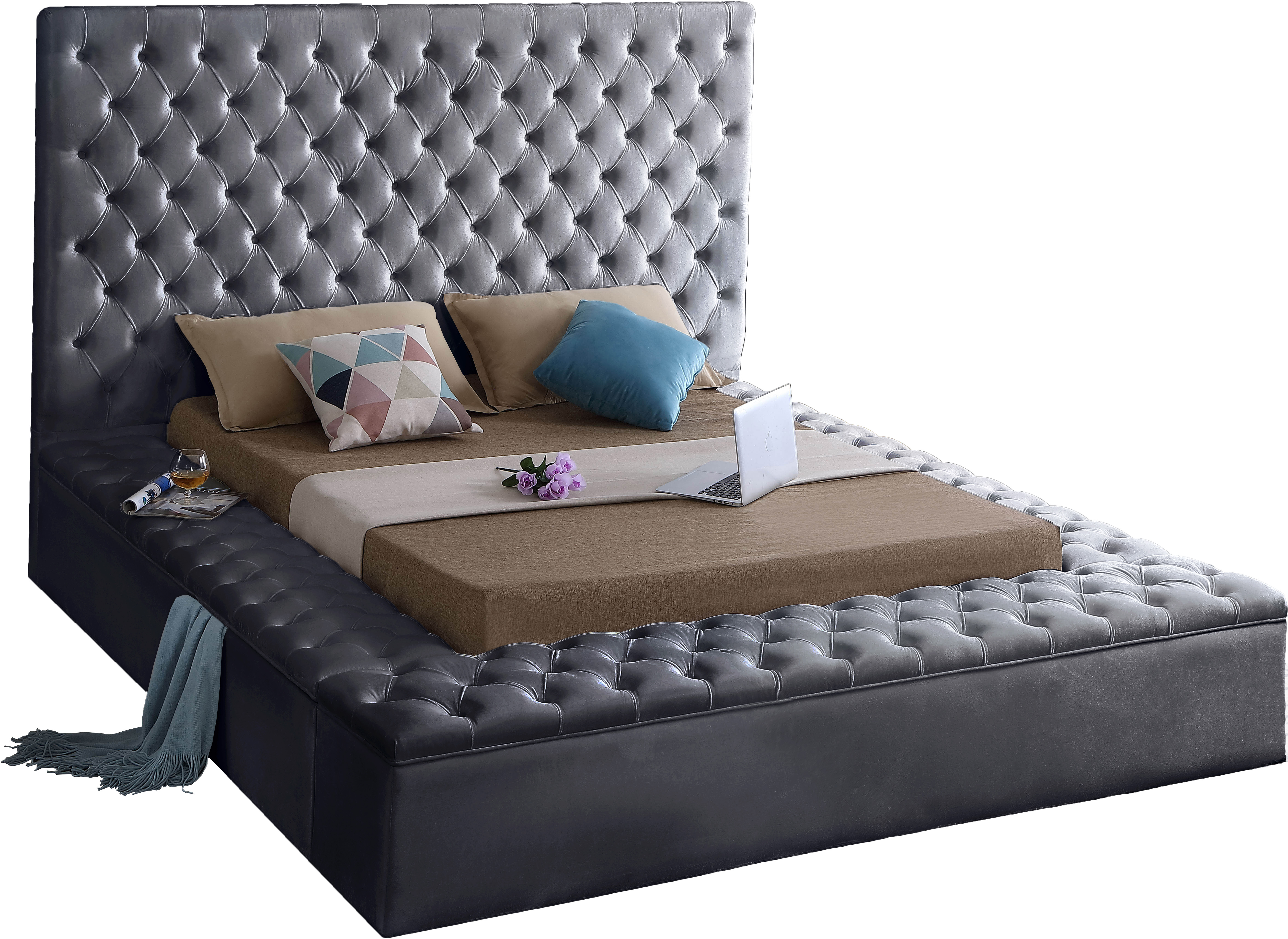 Meridian Furniture Bliss Grey Velvet King Bed