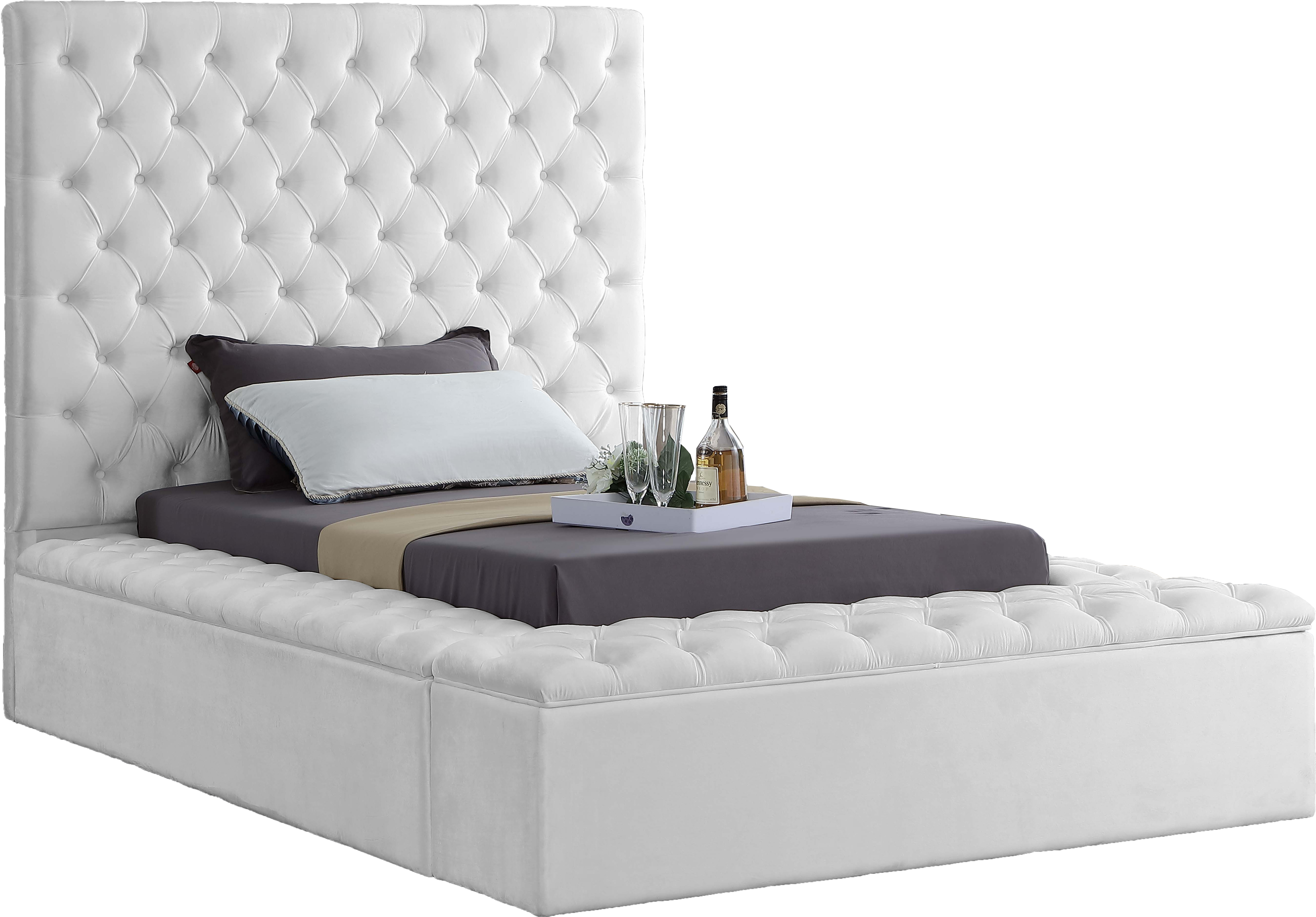 Design Edge Macksville  White Velvet Twin Bed