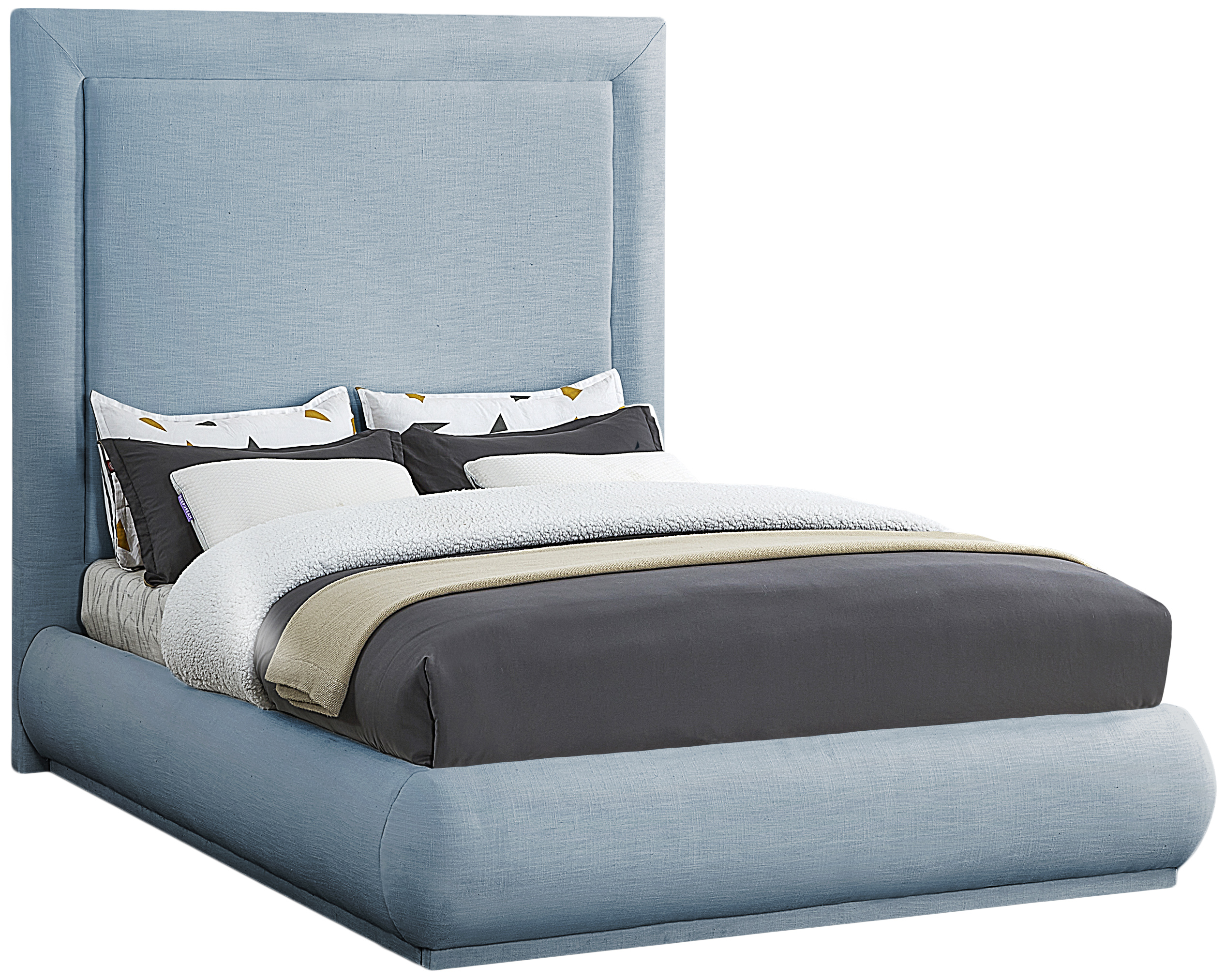 Meridian Furniture Brooke Light Blue Fabric Queen Bed