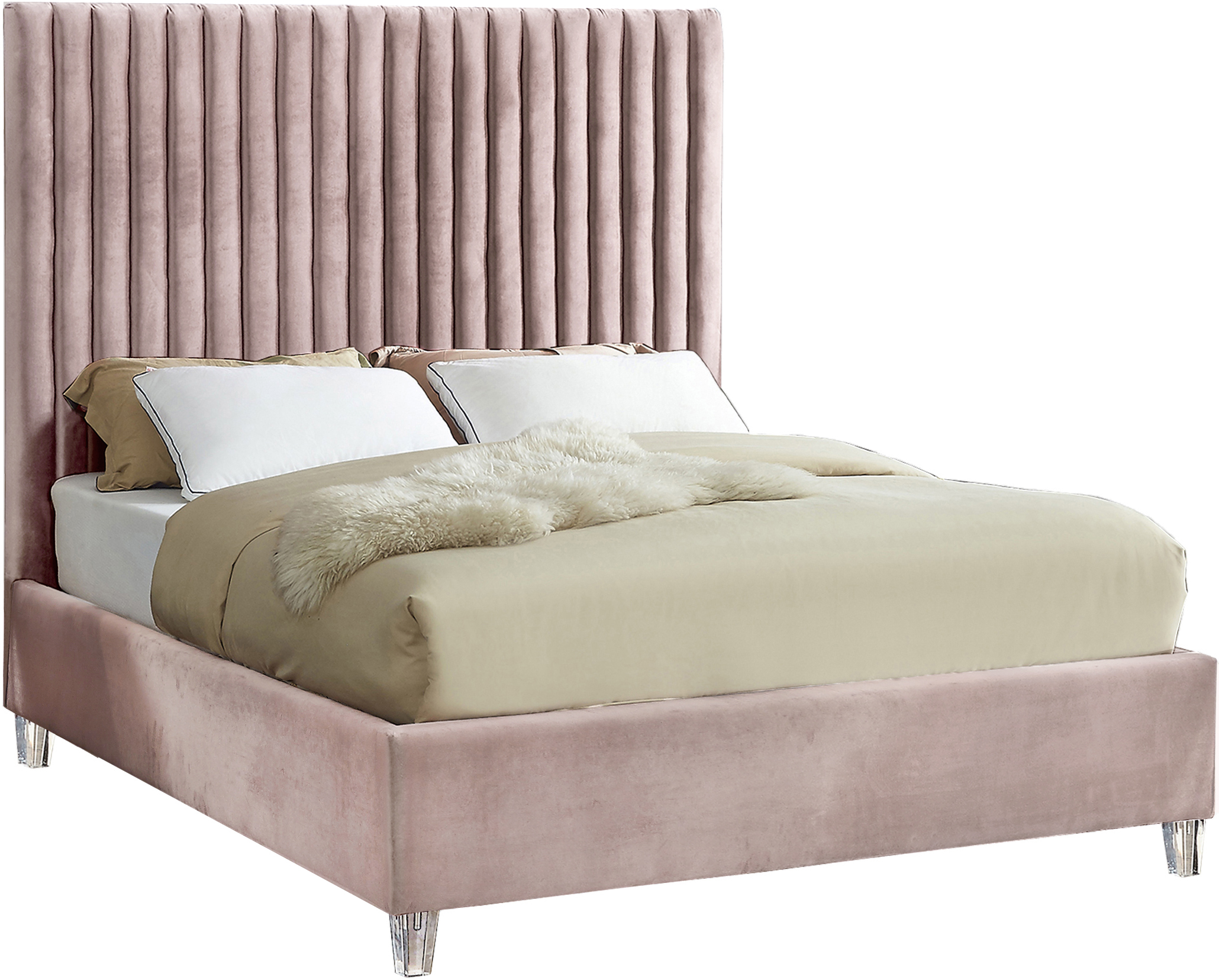 Design Edge Marulan  Pink Velvet King Bed