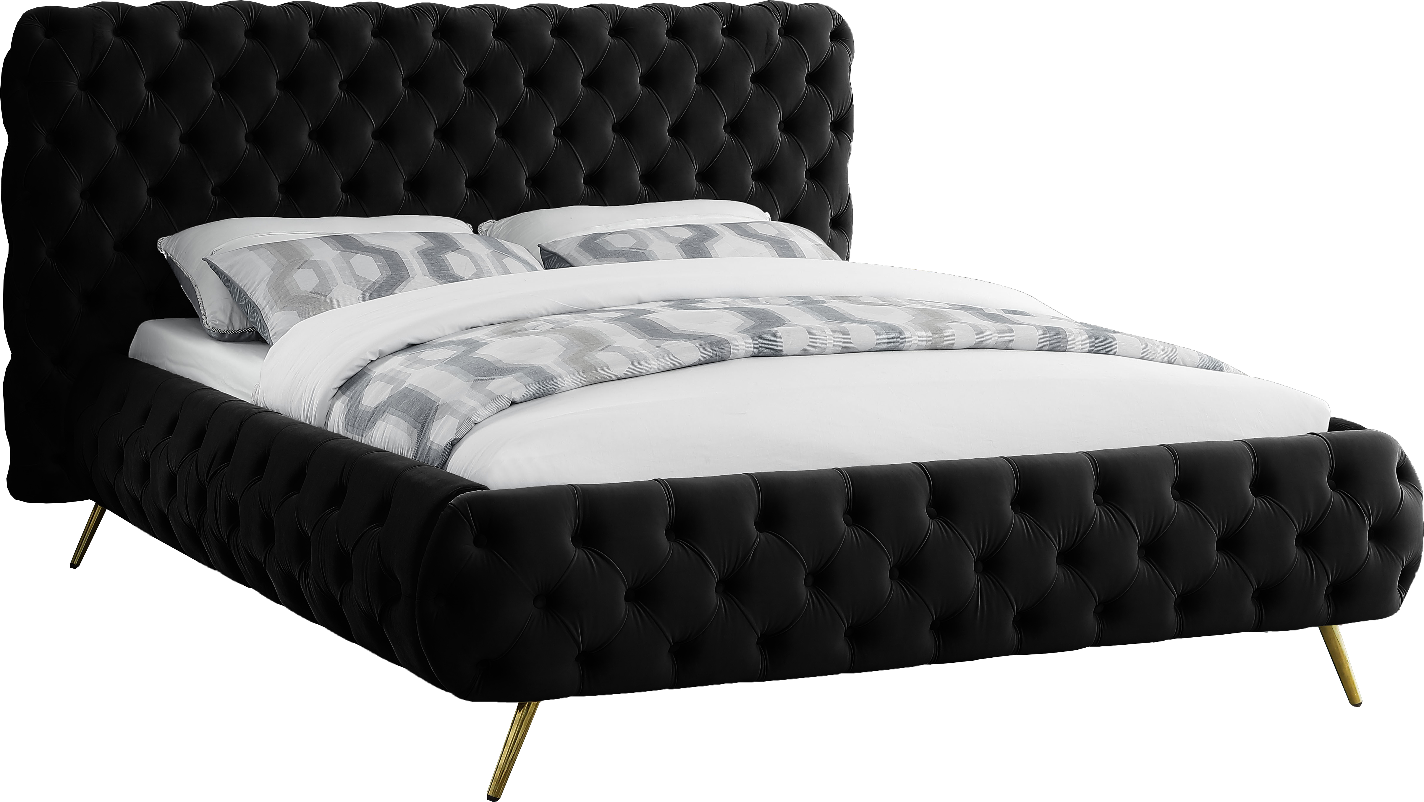 Design Edge Neath  Black Velvet Queen Bed