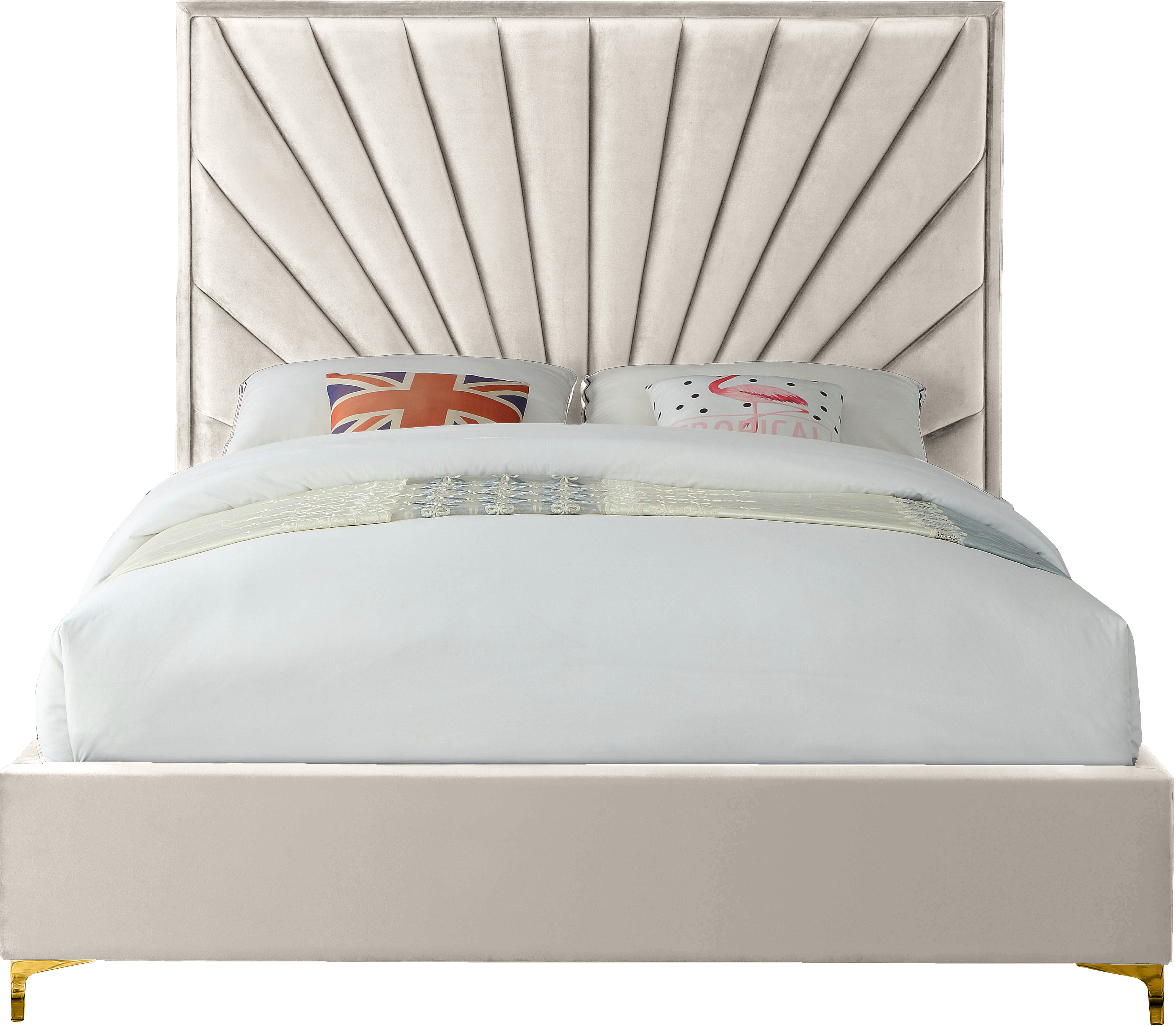 Meridian Furniture Eclipse Cream Velvet Full Bed MRD-ECLIPSECREAM-F