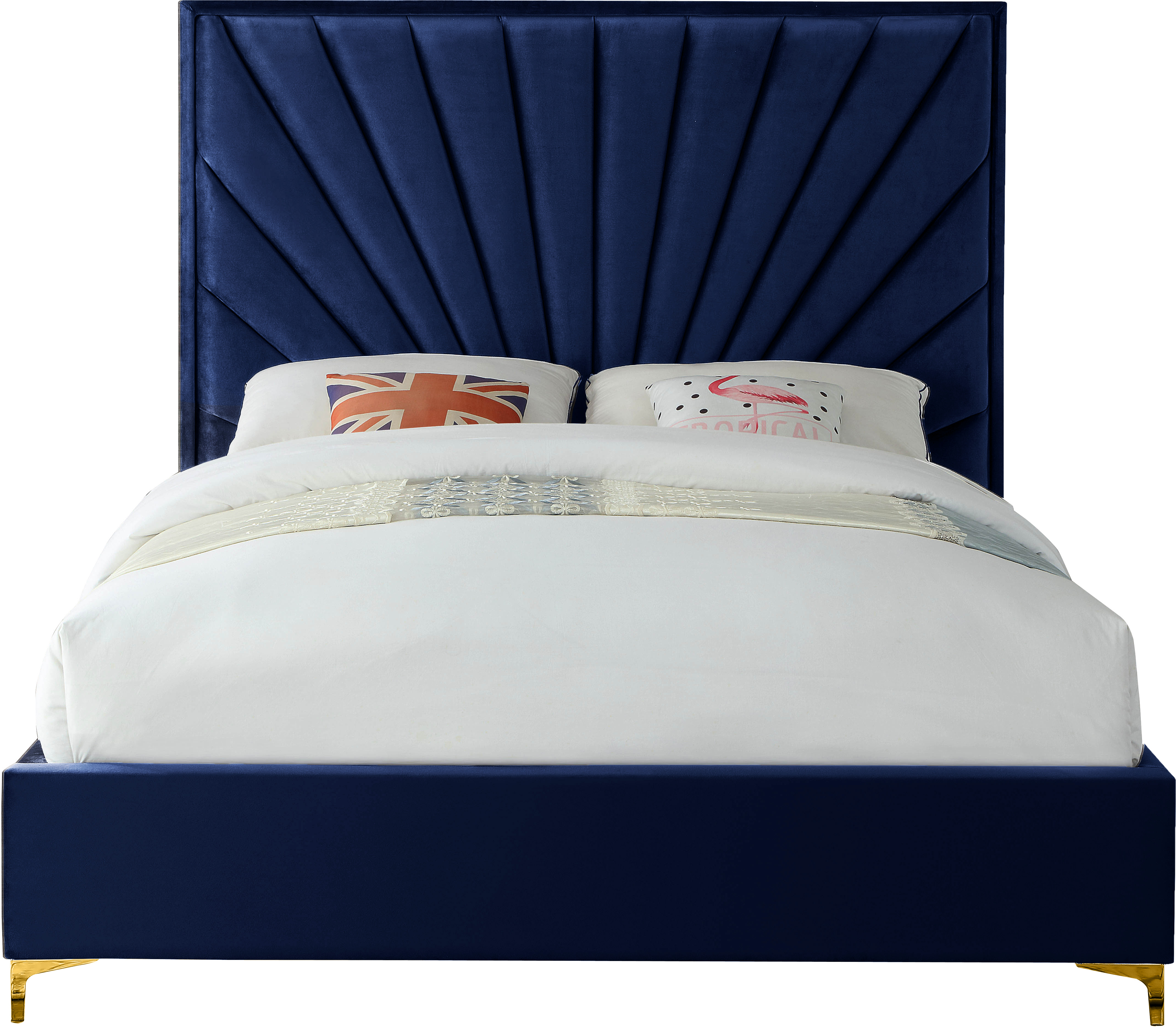 Design Edge Numbaa  Navy Velvet King Bed