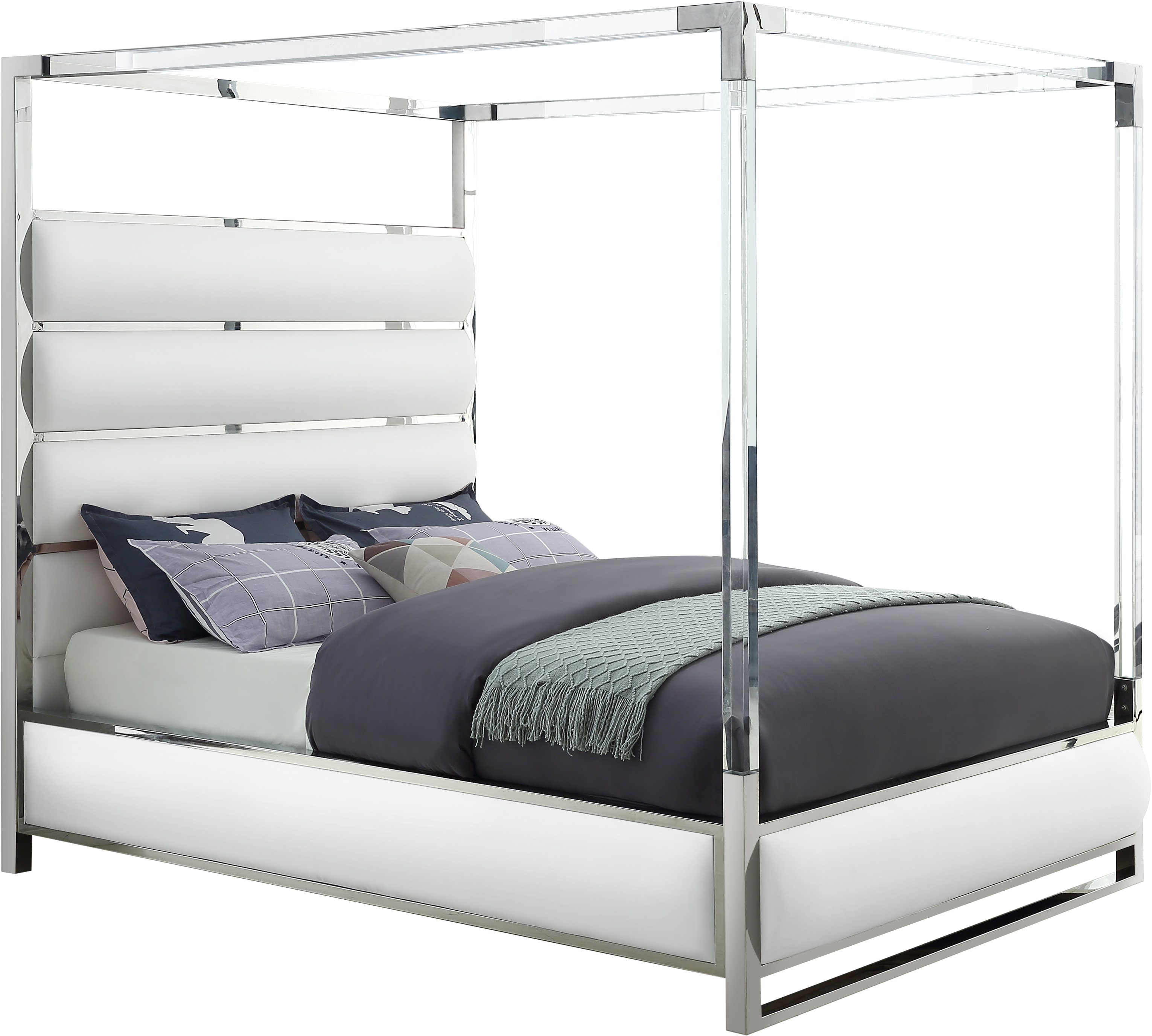 Meridian Furniture Encore White Vegan Leather Queen Bed