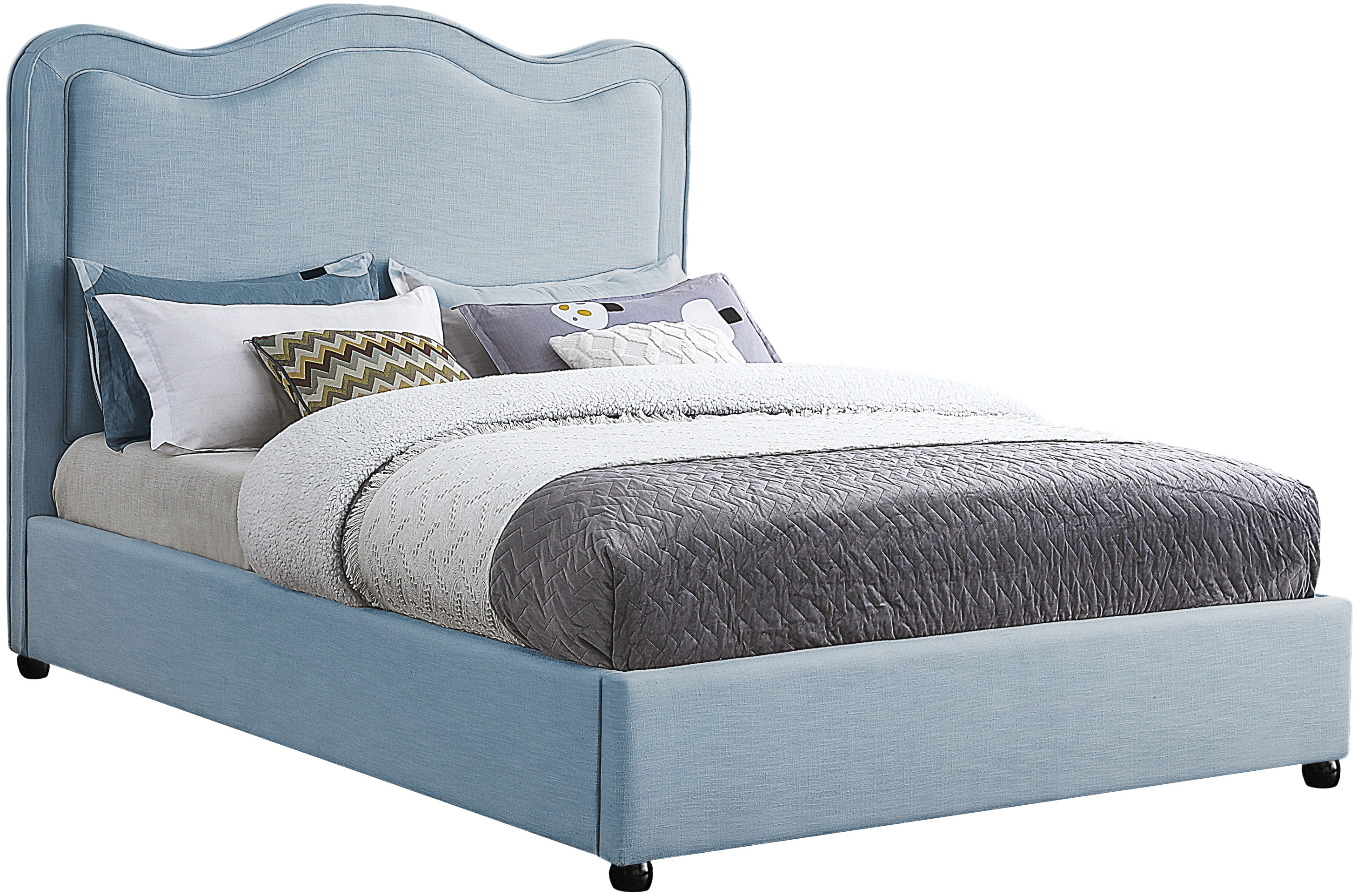 Meridian Furniture Felix Light Blue Fabric Queen Bed
