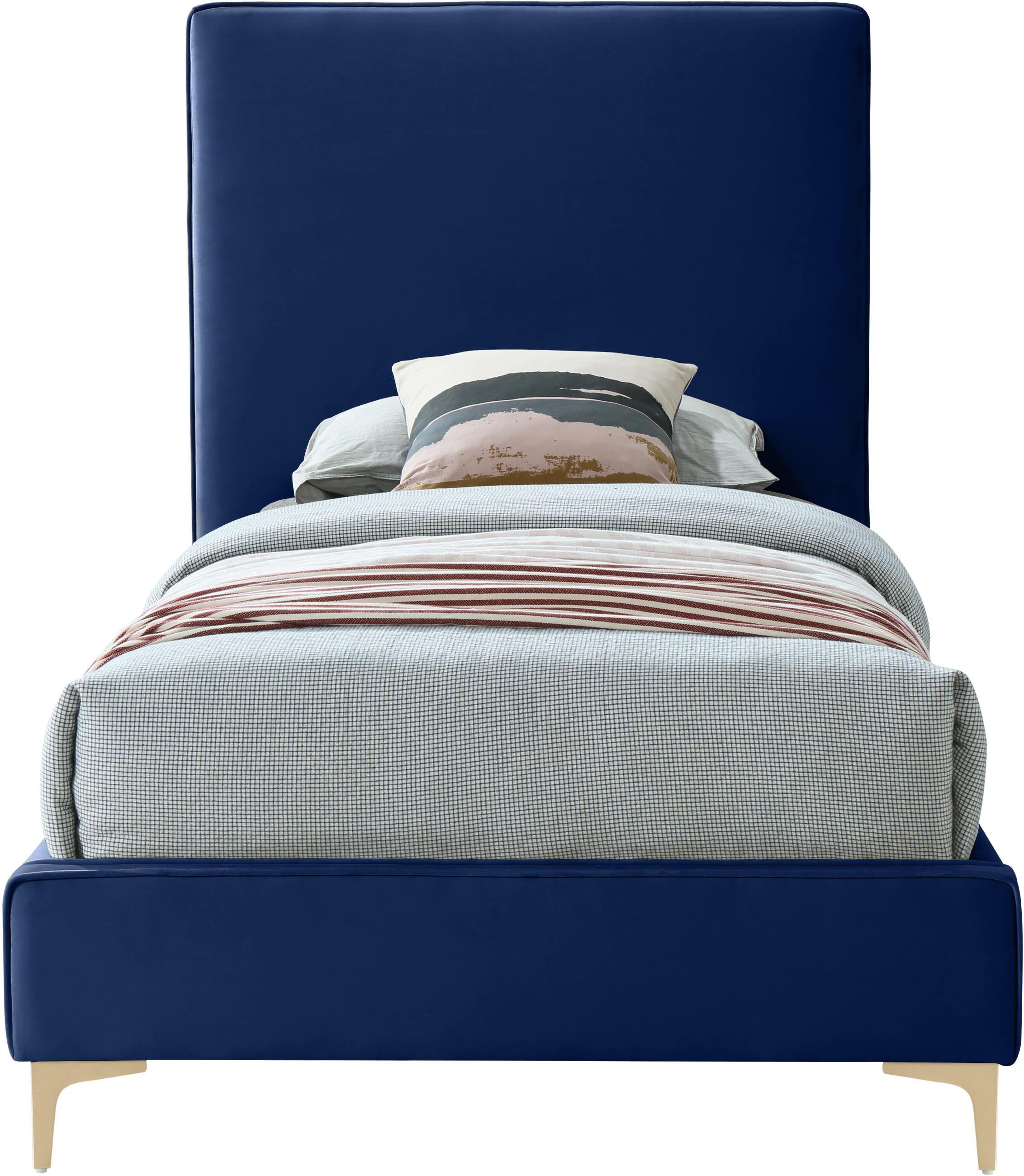 Meridian Furniture Geri Navy Velvet Twin Bed