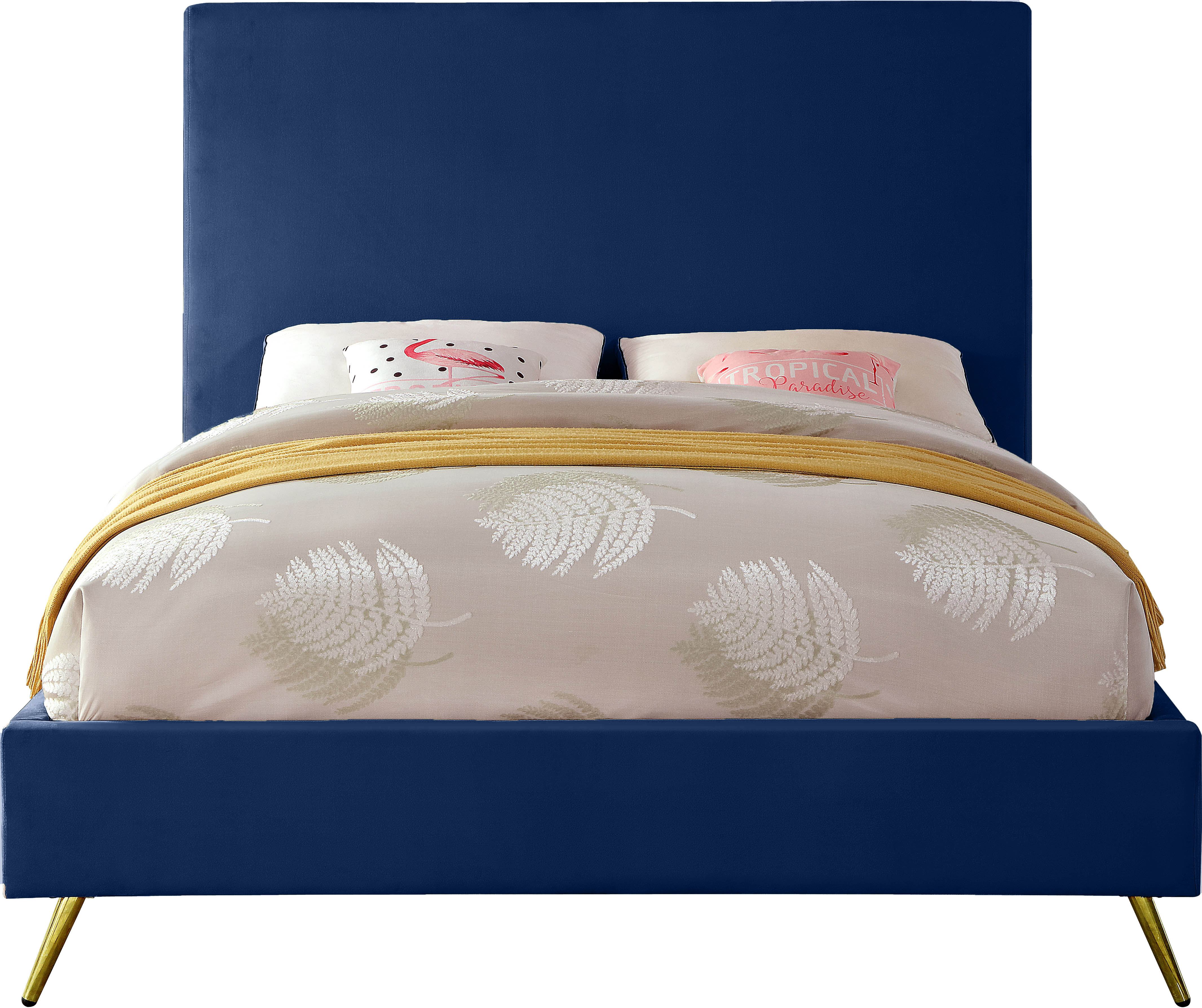 Design Edge Thirlmere  Navy Velvet Queen Bed
