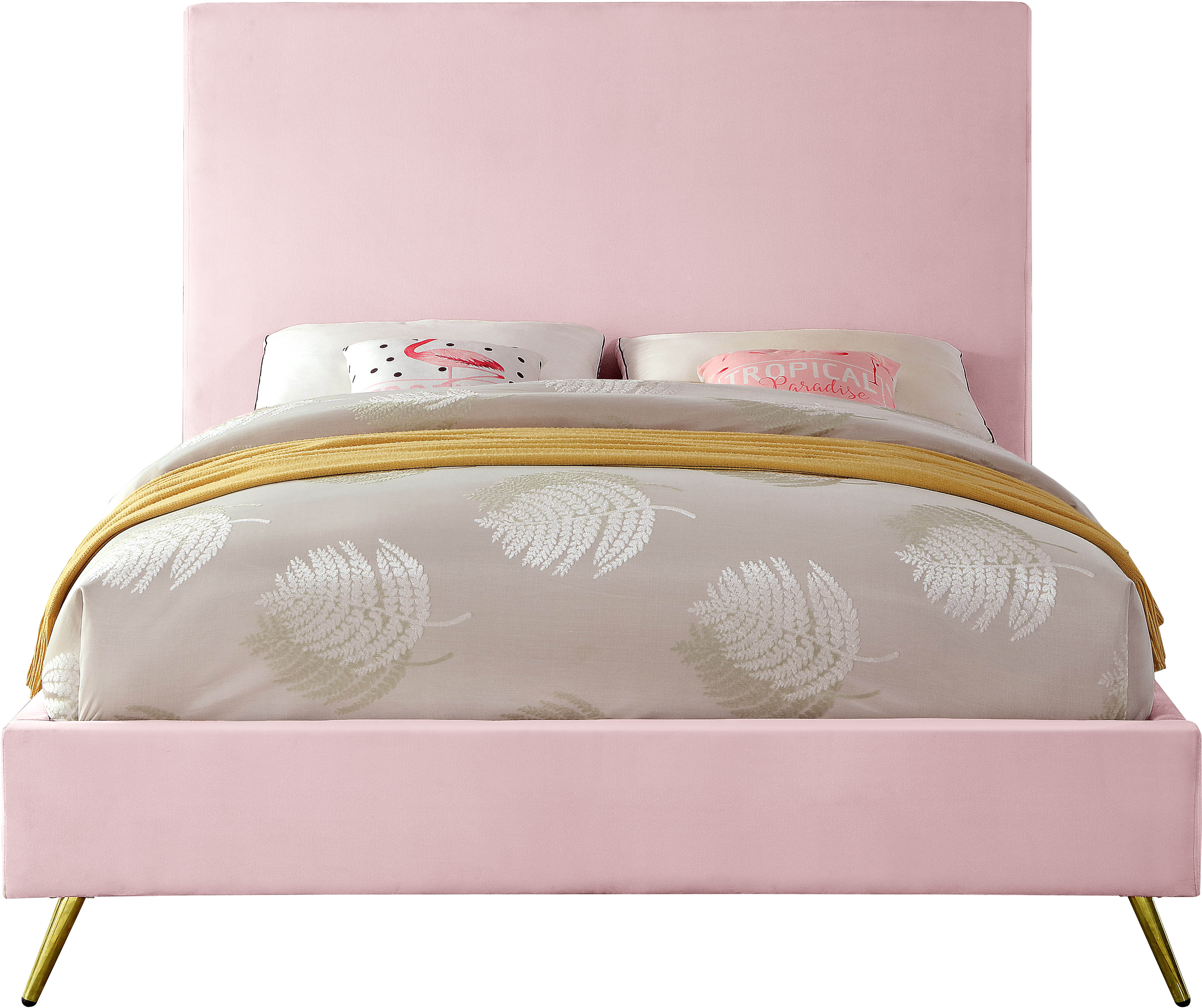 Design Edge Thirlmere  Pink Velvet Queen Bed