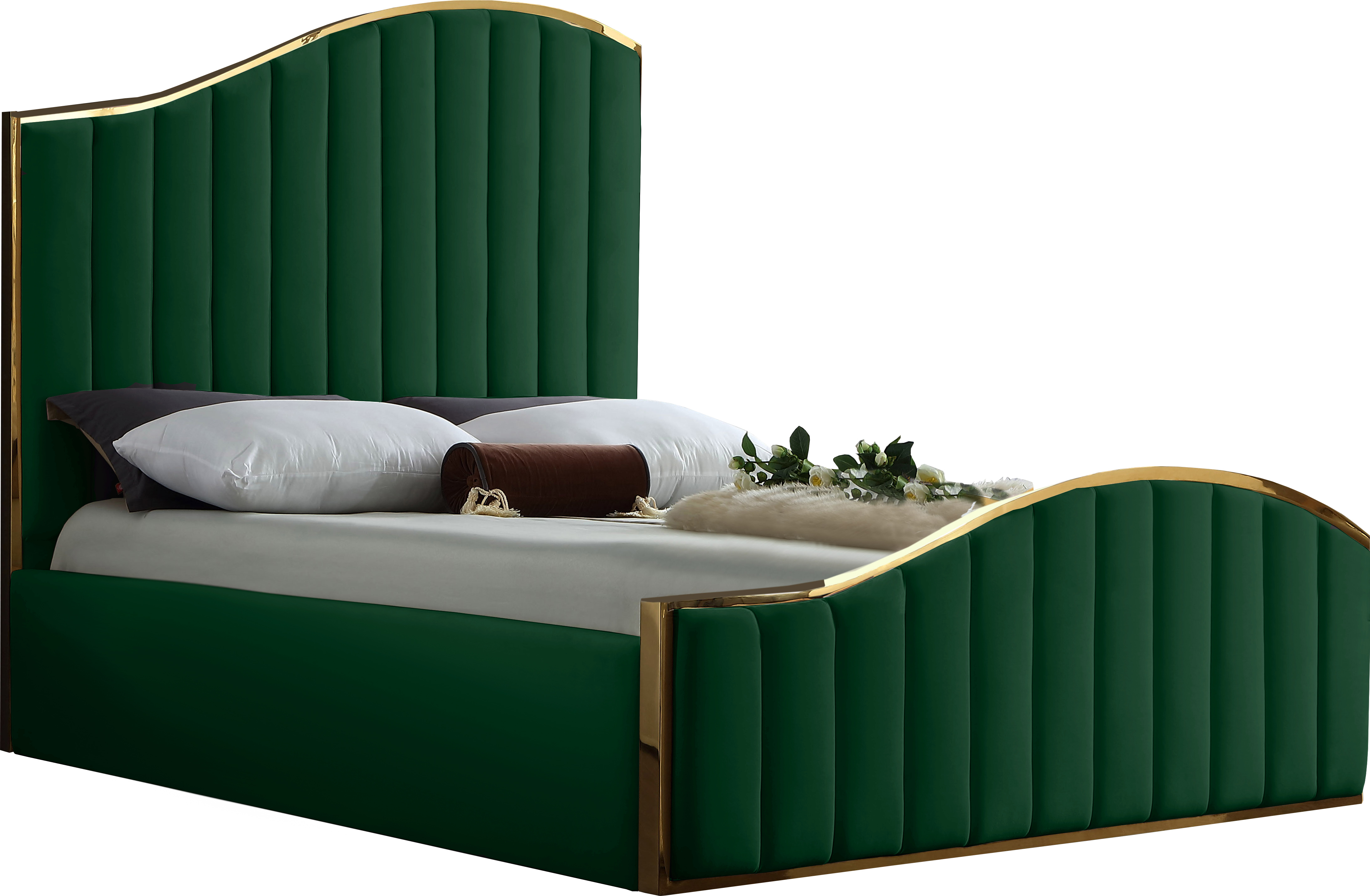 Meridian Furniture Jolie Green Velvet Queen Bed