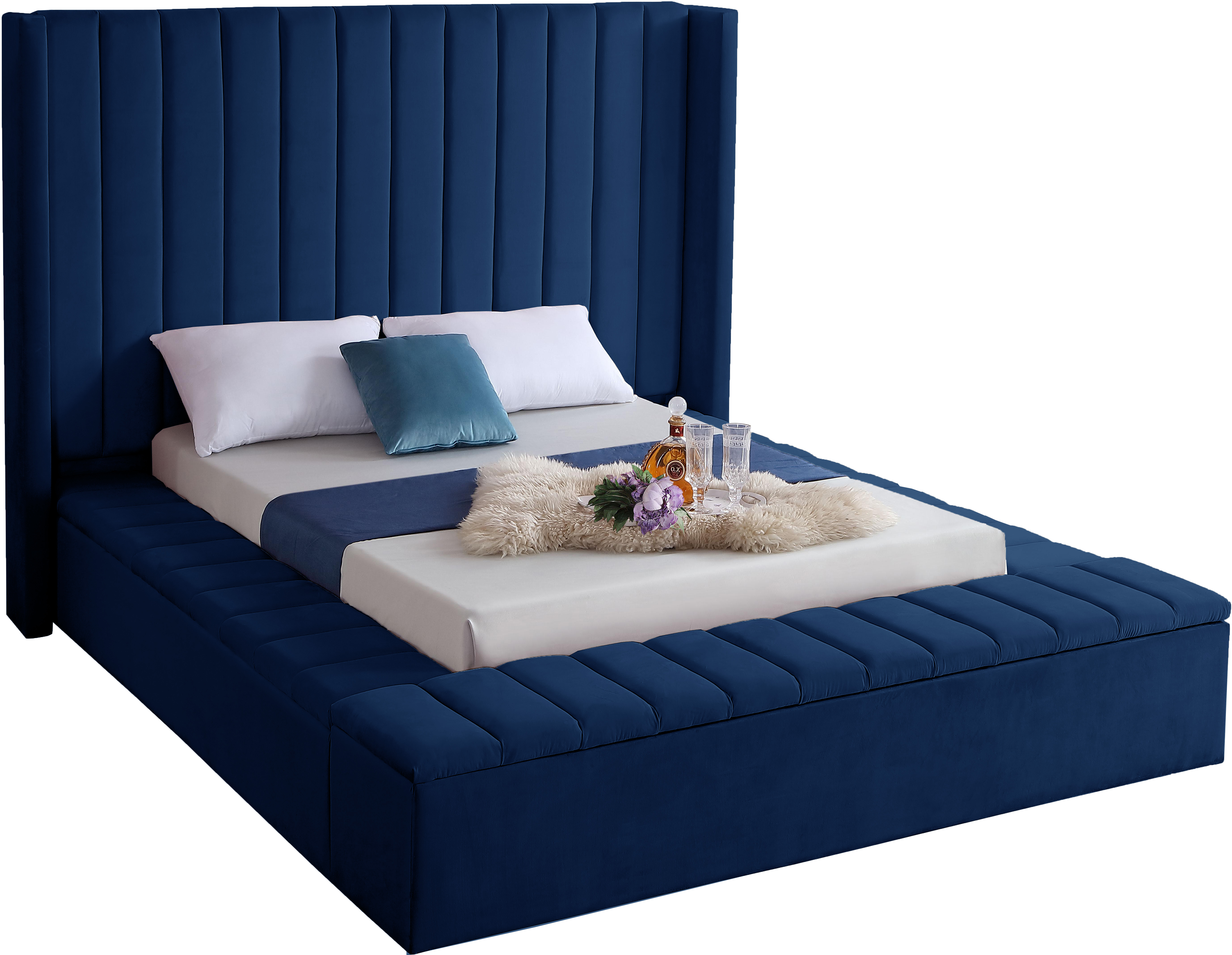 Design Edge Ungarie  Navy Velvet King Bed