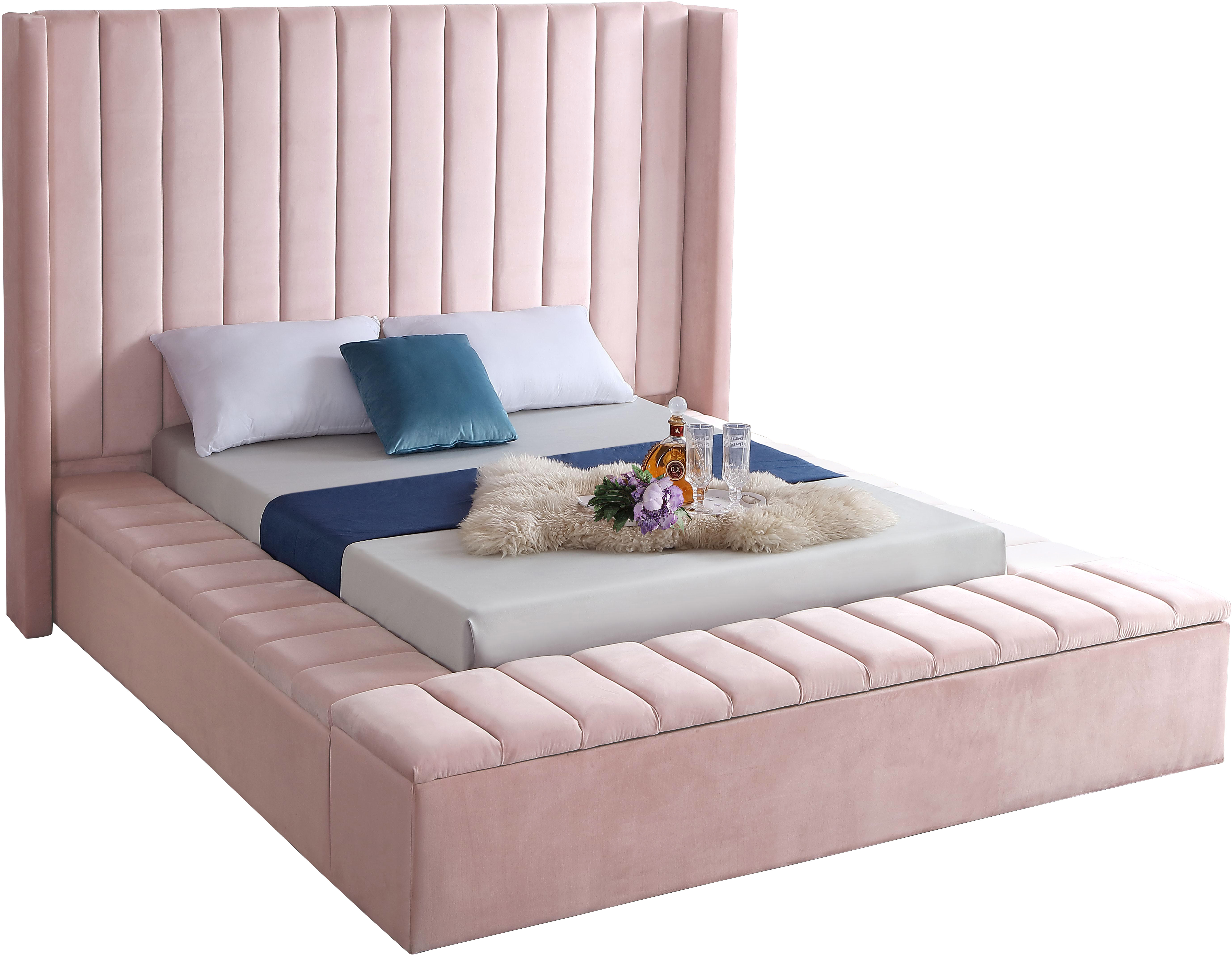 Design Edge Ungarie  Pink Velvet King Bed