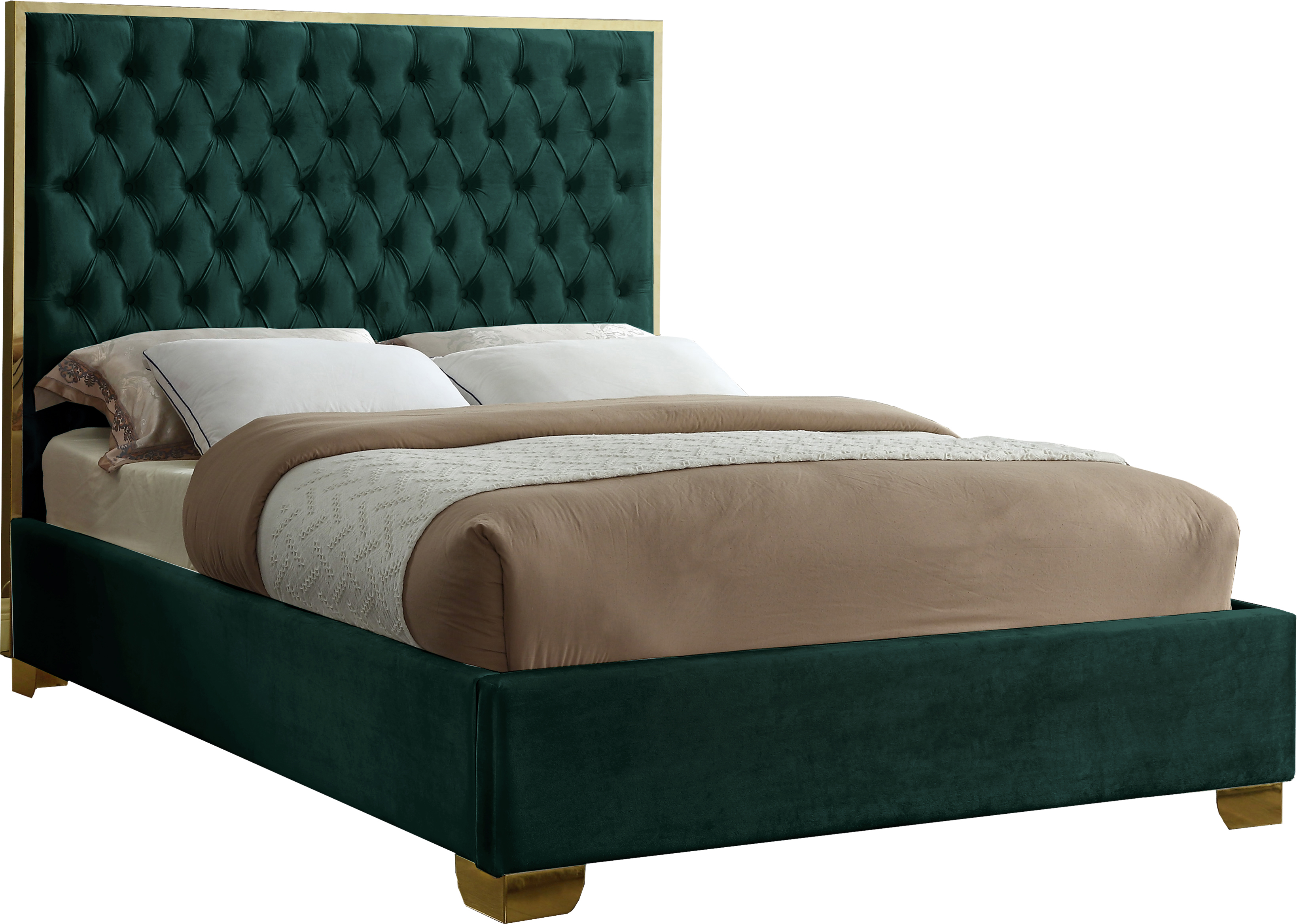 Design Edge Uranquinty  Green Velvet Queen Bed