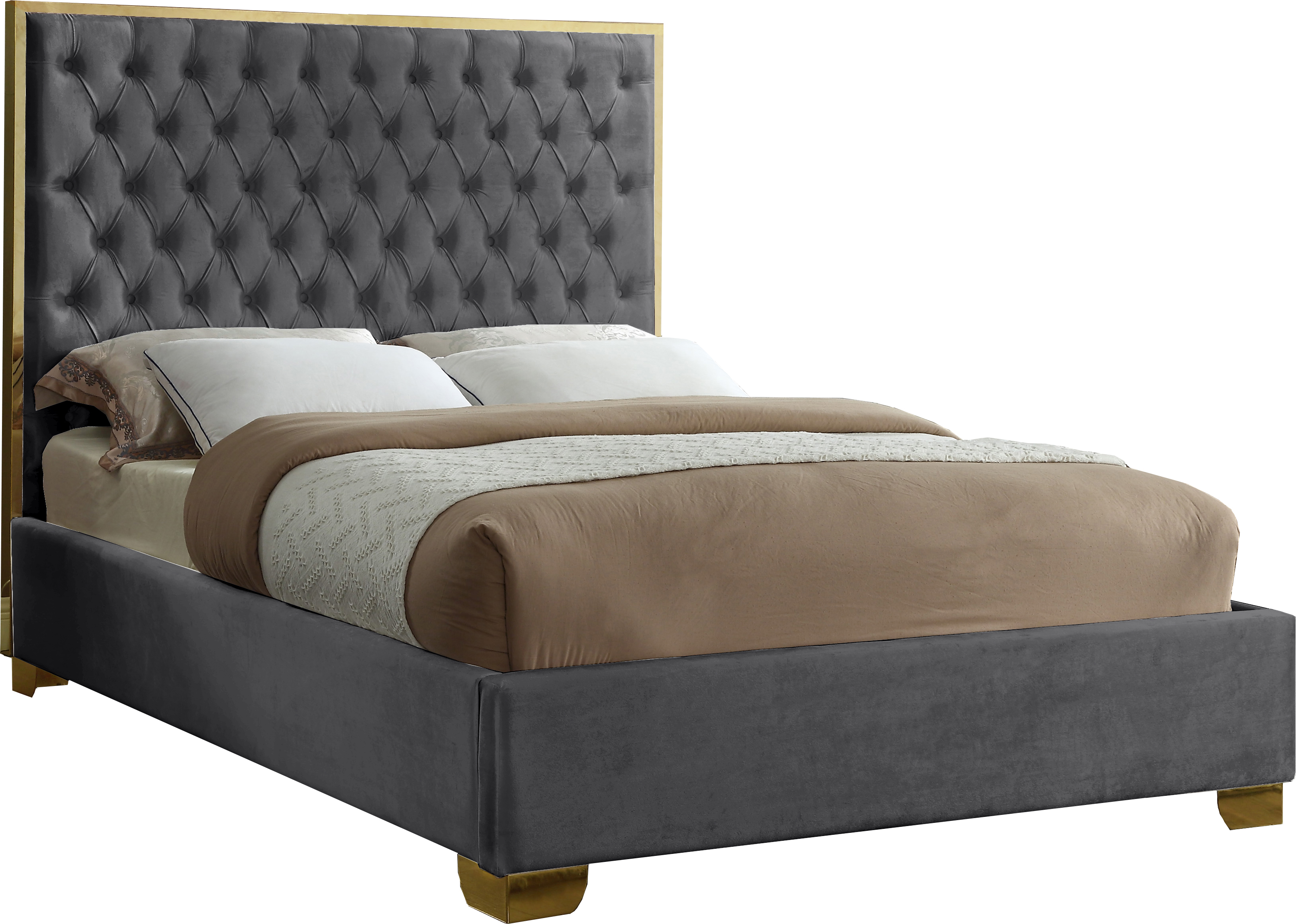Design Edge Uranquinty  Grey Velvet King Bed