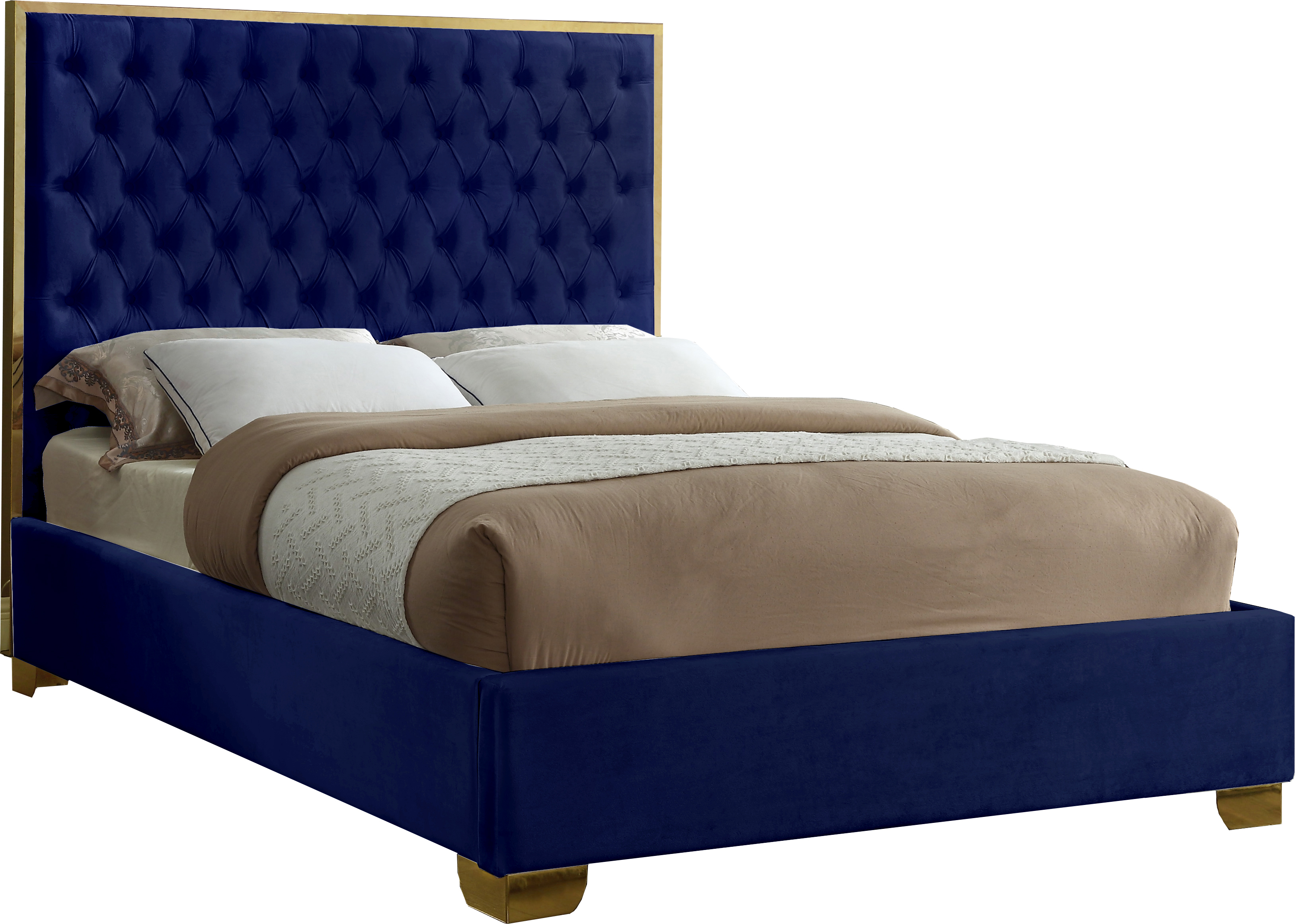 Design Edge Uranquinty  Navy Velvet King Bed