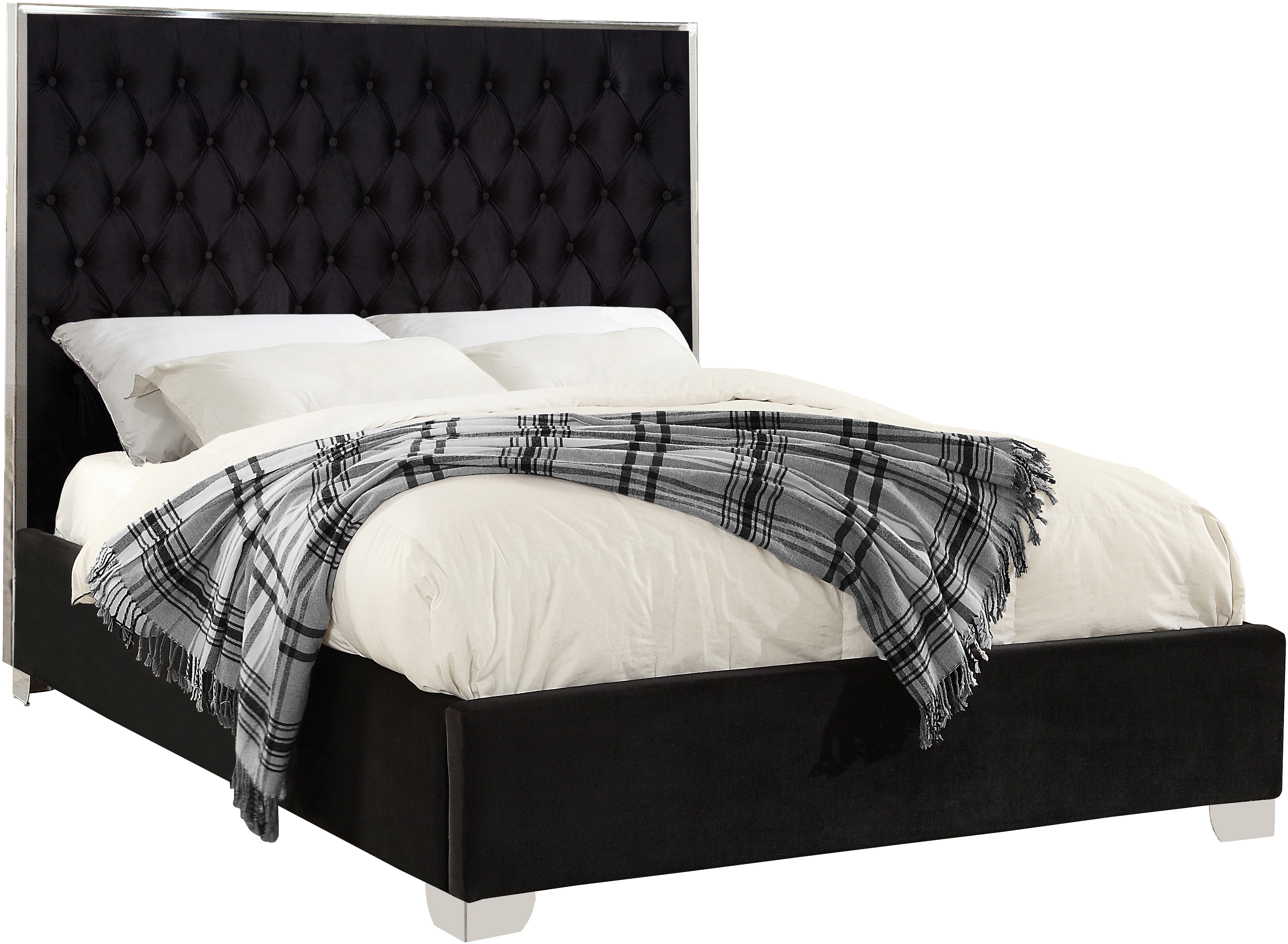 Design Edge Valley Heights  Black Velvet Queen Bed
