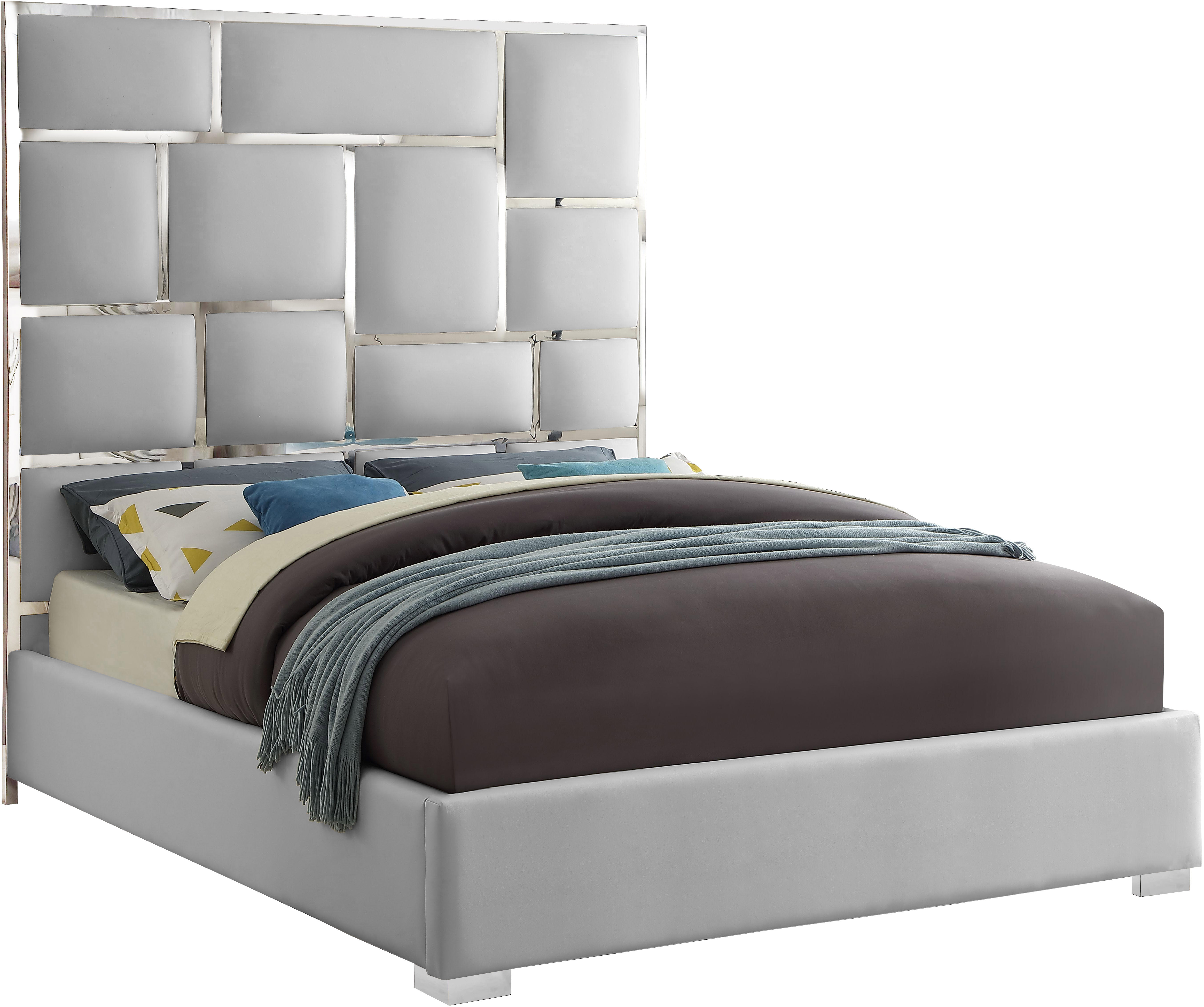 Meridian Furniture Milan White Vegan Leather King Bed