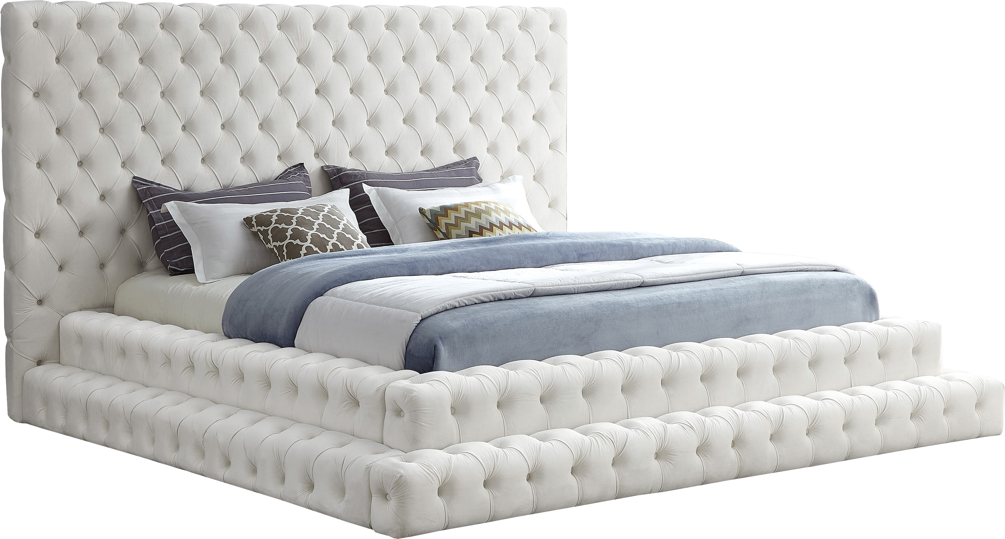 Meridian Furniture Revel Cream Velvet King Bed